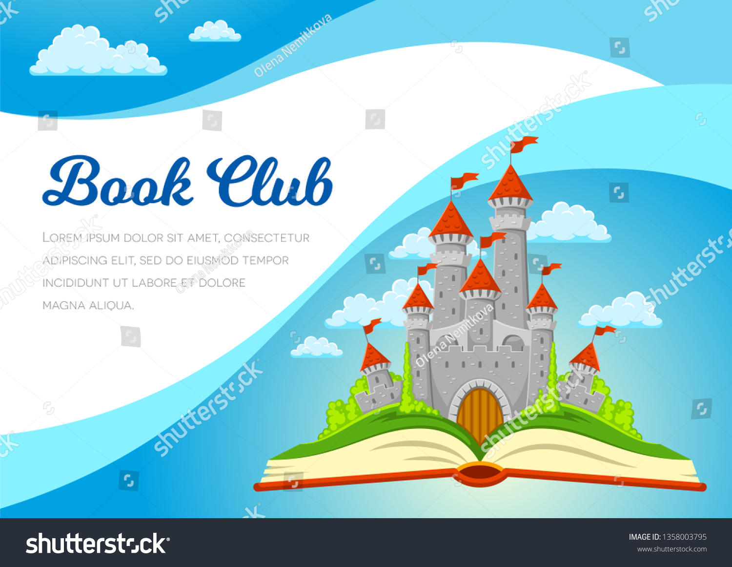 Vector Template Book Club Flyer Banner Stock Vector Royalty Free