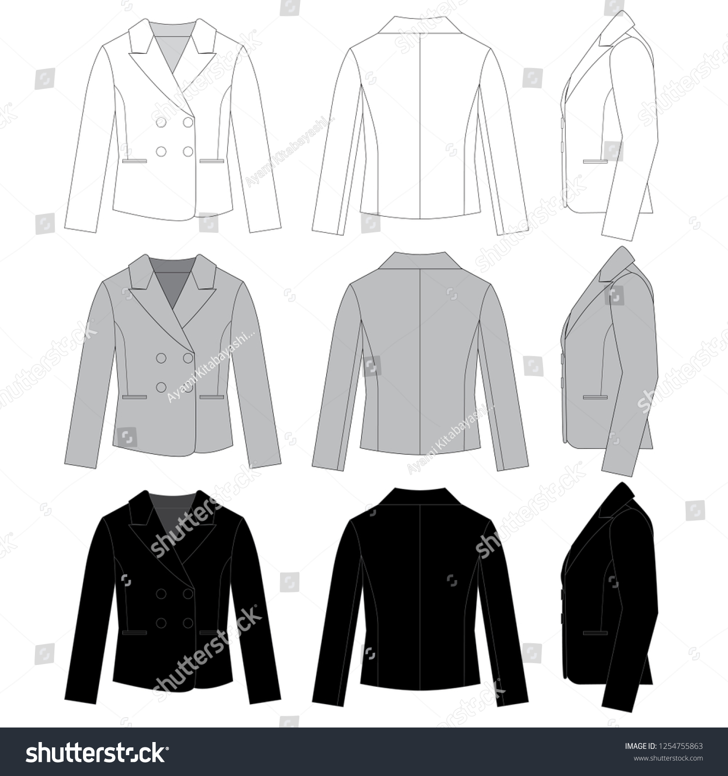 Vector Template Double Breasted Suit Jacket Stock Vector Royalty Free 1254755863 Shutterstock 4175