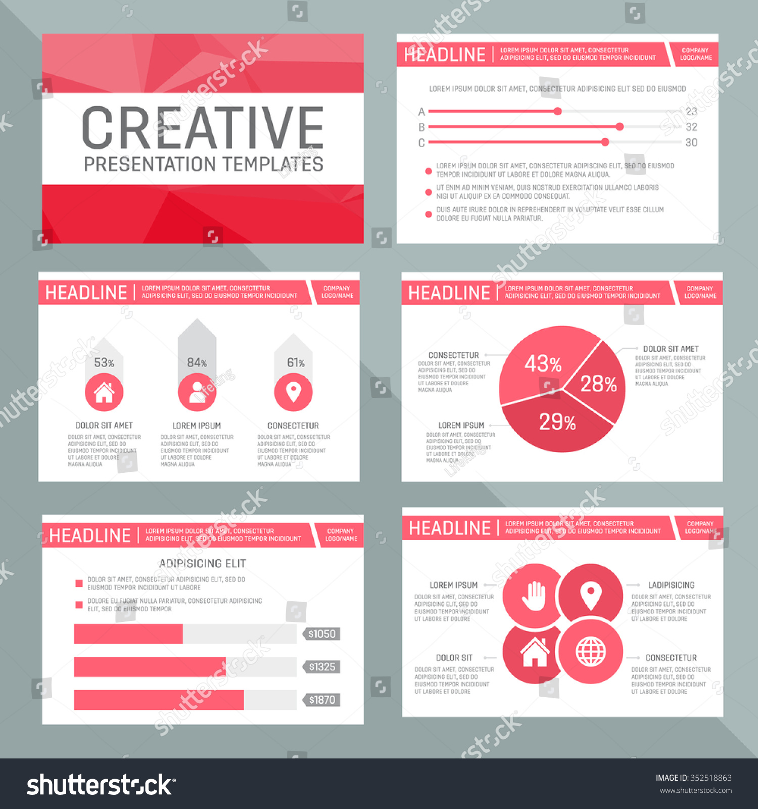 Vector Template Multipurpose Presentation Slides Graphs Stock Vector ...