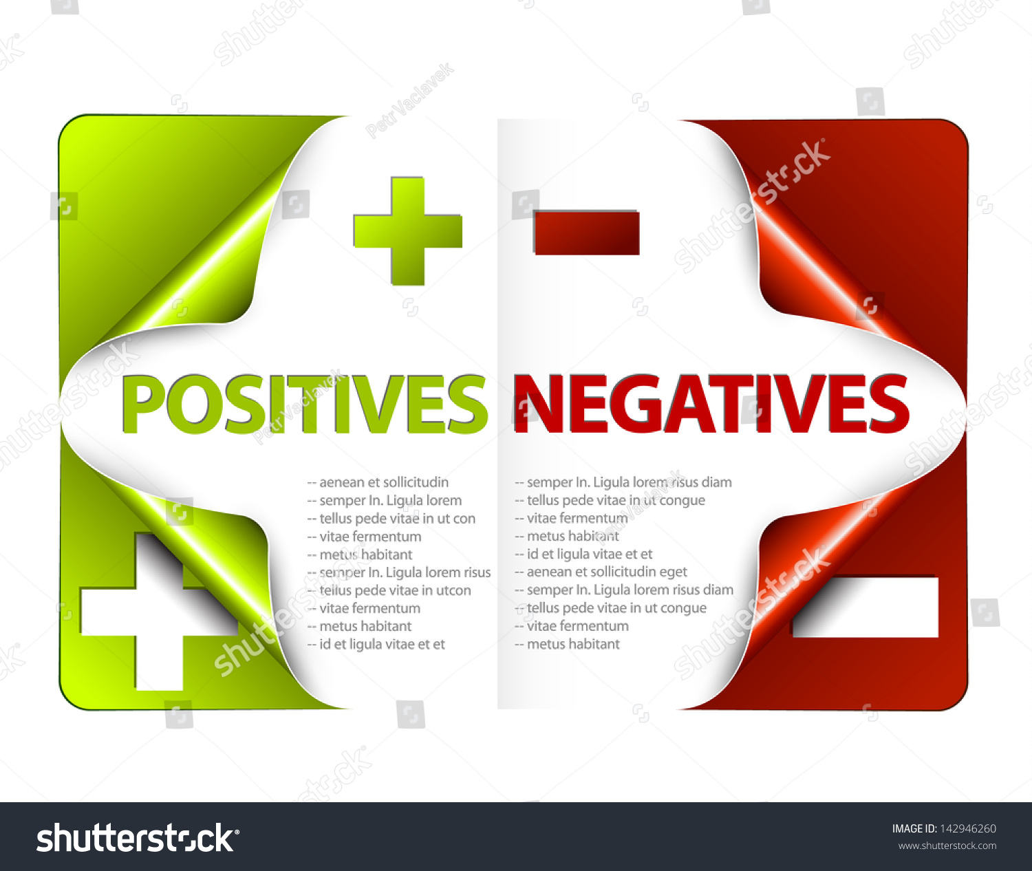 Vector Template Positives Negatives Stock Vector (Royalty Free