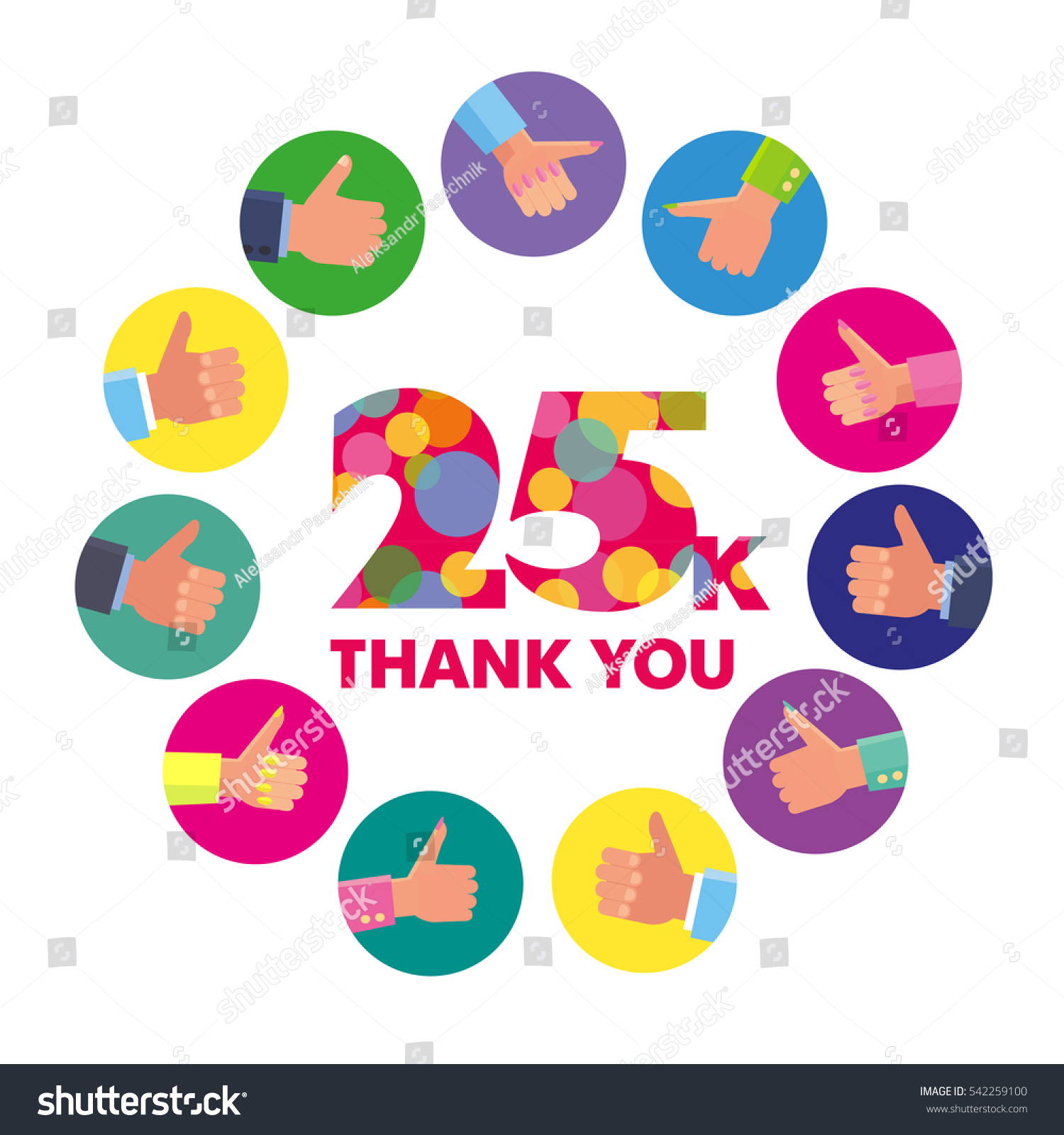 SVG of Vector template 25K Thanks subscribers greetings colorful figures Like svg