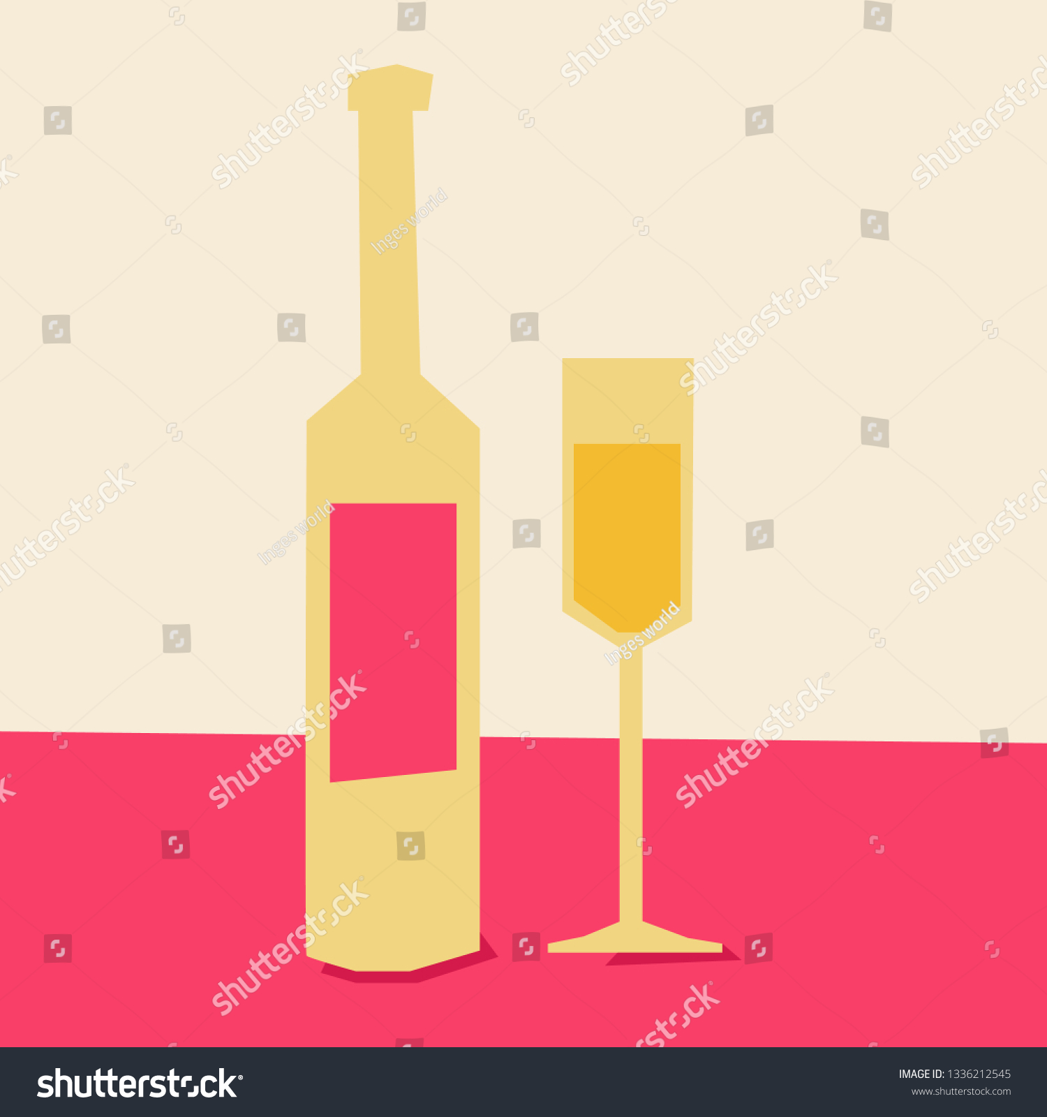 Download Vector Template Mock Wine Bottle Yellow Stock Vector Royalty Free 1336212545