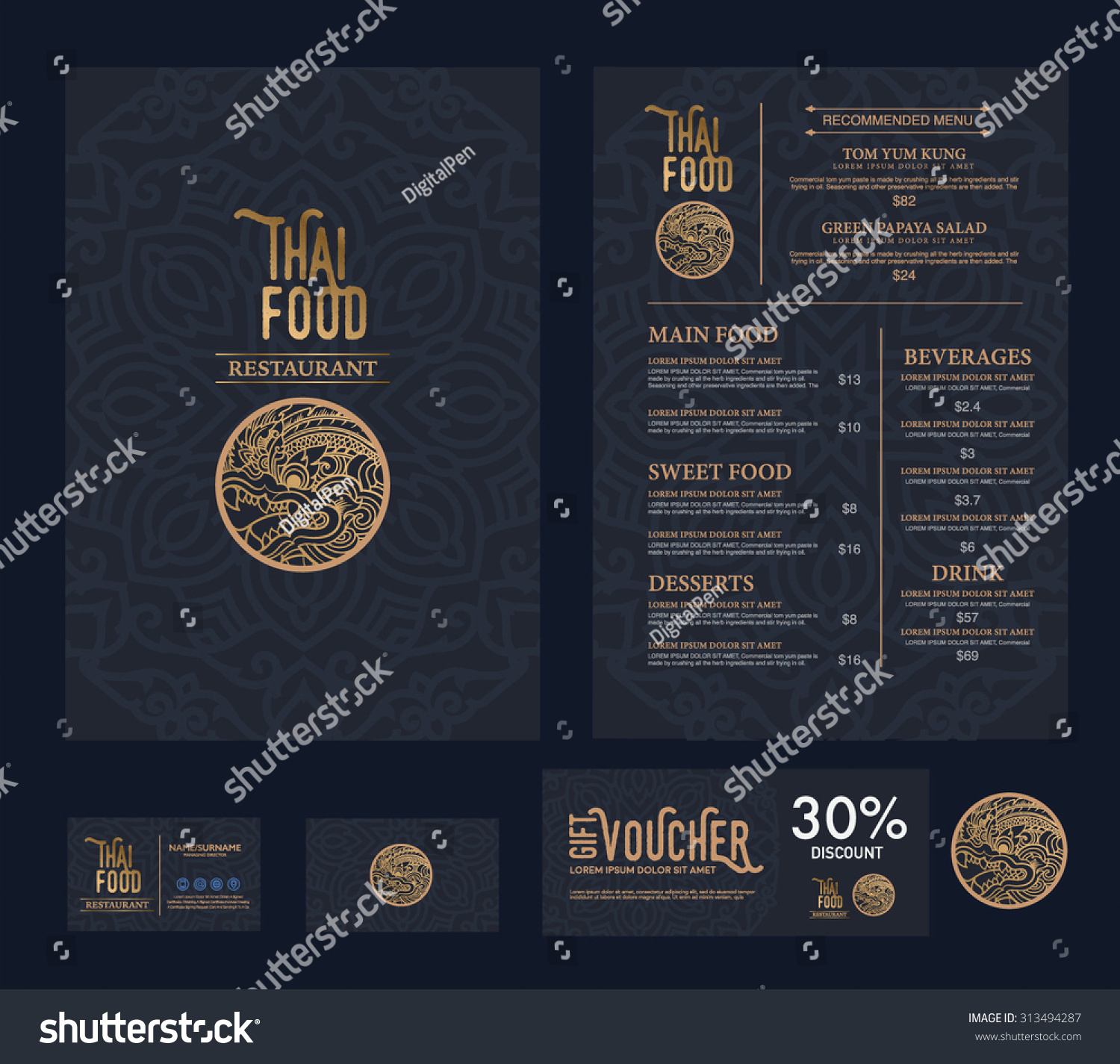 Vector Thai Food Restaurant Menu Template Stock Vector 313494287 Shutterstock Thai Restaurant Menu Templates Free