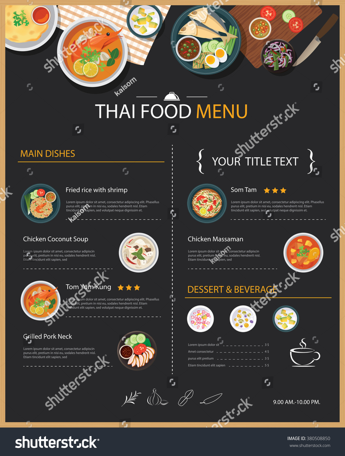 Vector Thai Food Restaurant Menu Template Flat Design - 380508850 ...