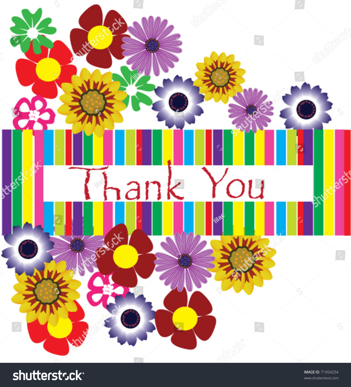 Vector Thank You Card With Flowers - 71954254 : Shutterstock