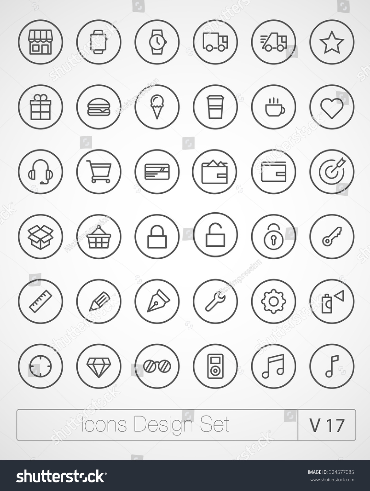 Vector Thin Icons Design Set. Modern Simple Line Icons. Ultra Thin ...