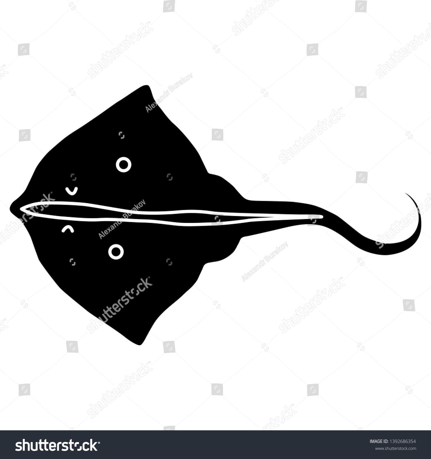 Vector Thornback Ray Isolated On White Stock Vector (Royalty Free ...