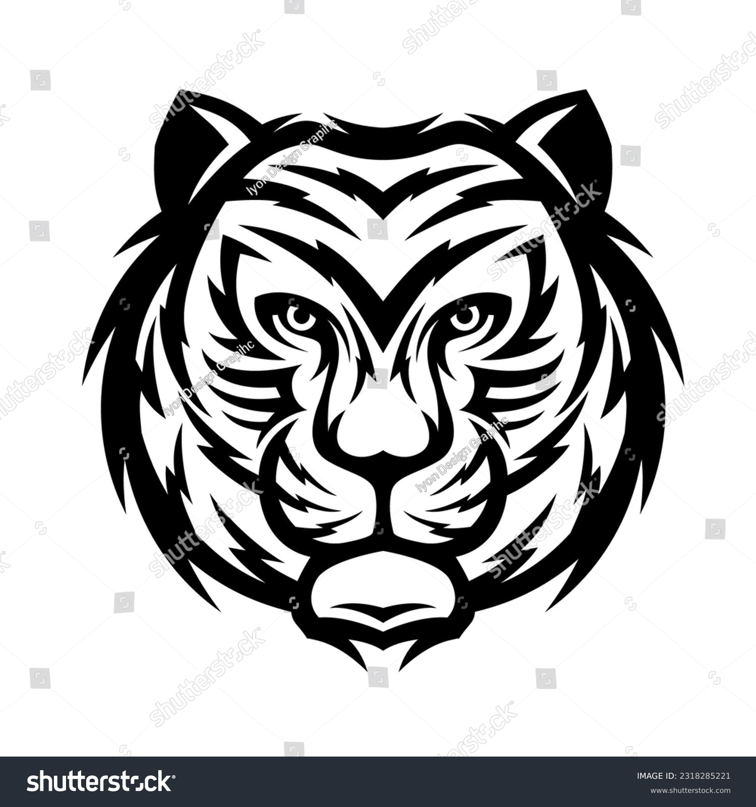 SVG of Vector tiger head, face for retro logos, emblems, badges, labels template and t-shirt vintage design element. Isolated on white background svg