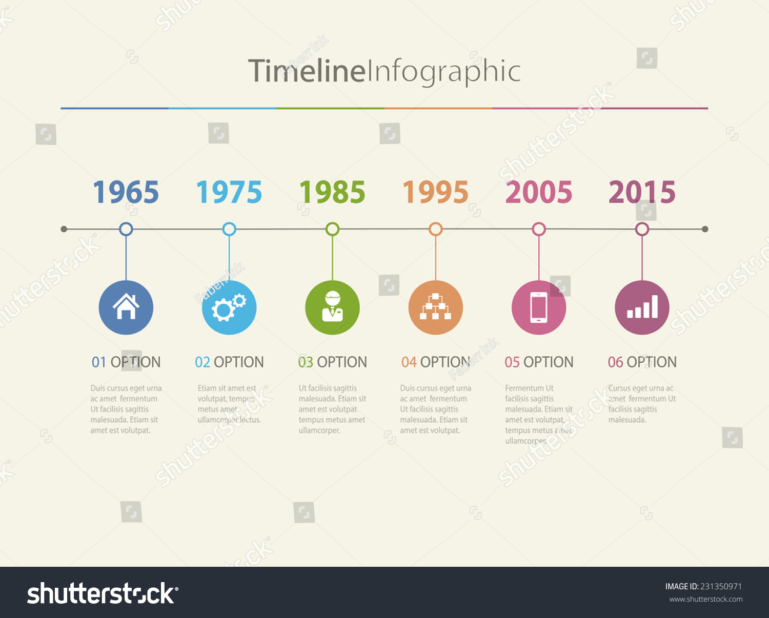 Vector Timeline Infographic Retro Style Diagrams Stock Vector (Royalty ...