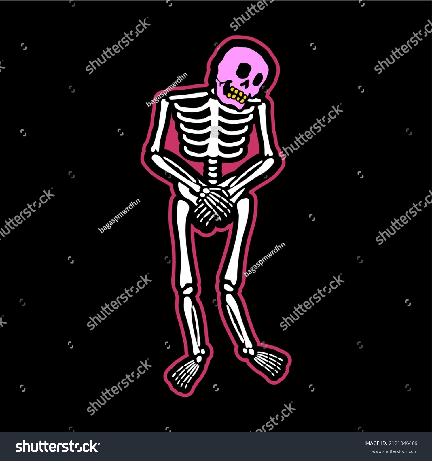 Vector Tracing Illustration Skeleton Skull Shy Stock Vector (Royalty ...