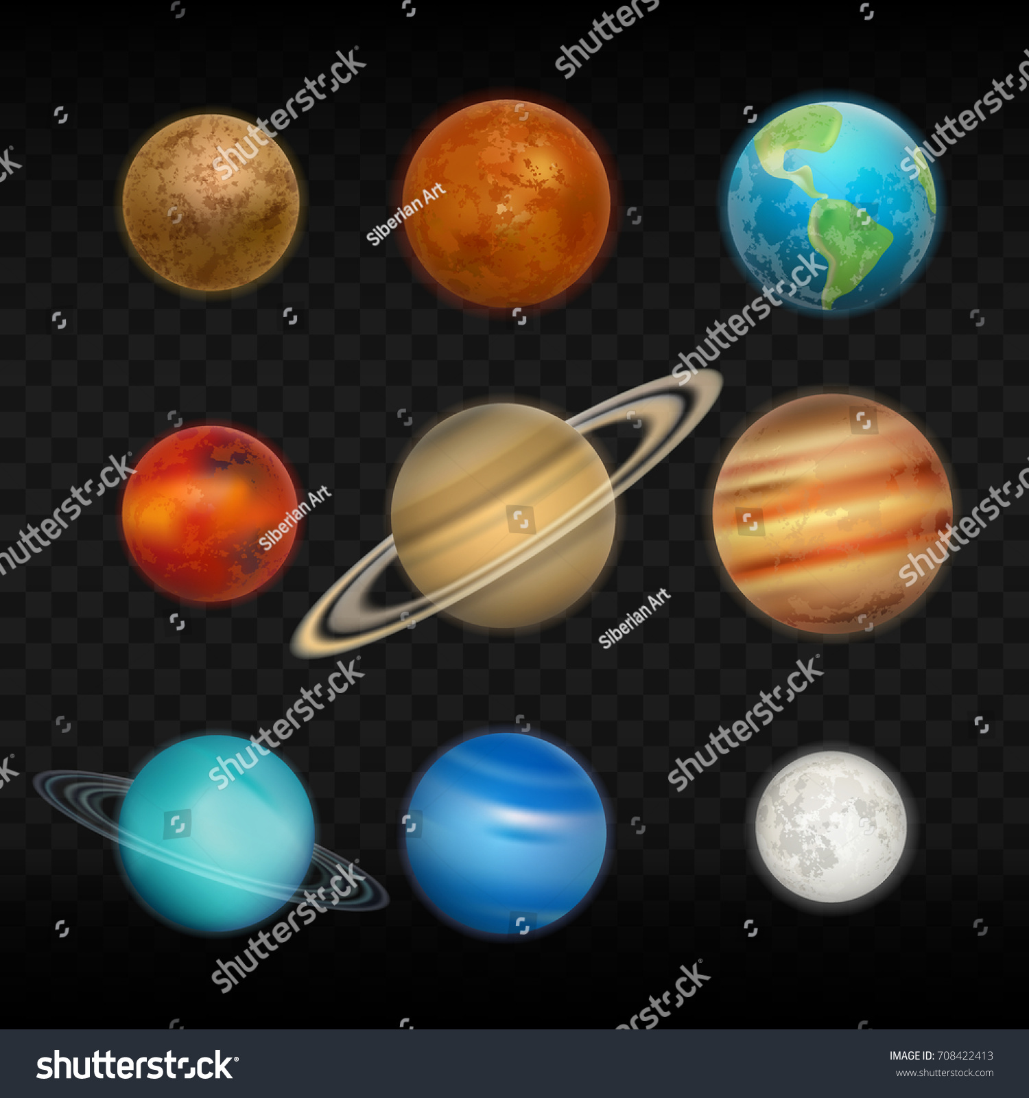 Vector Transparent Realistic Set Solar System Stock Vector (Royalty ...