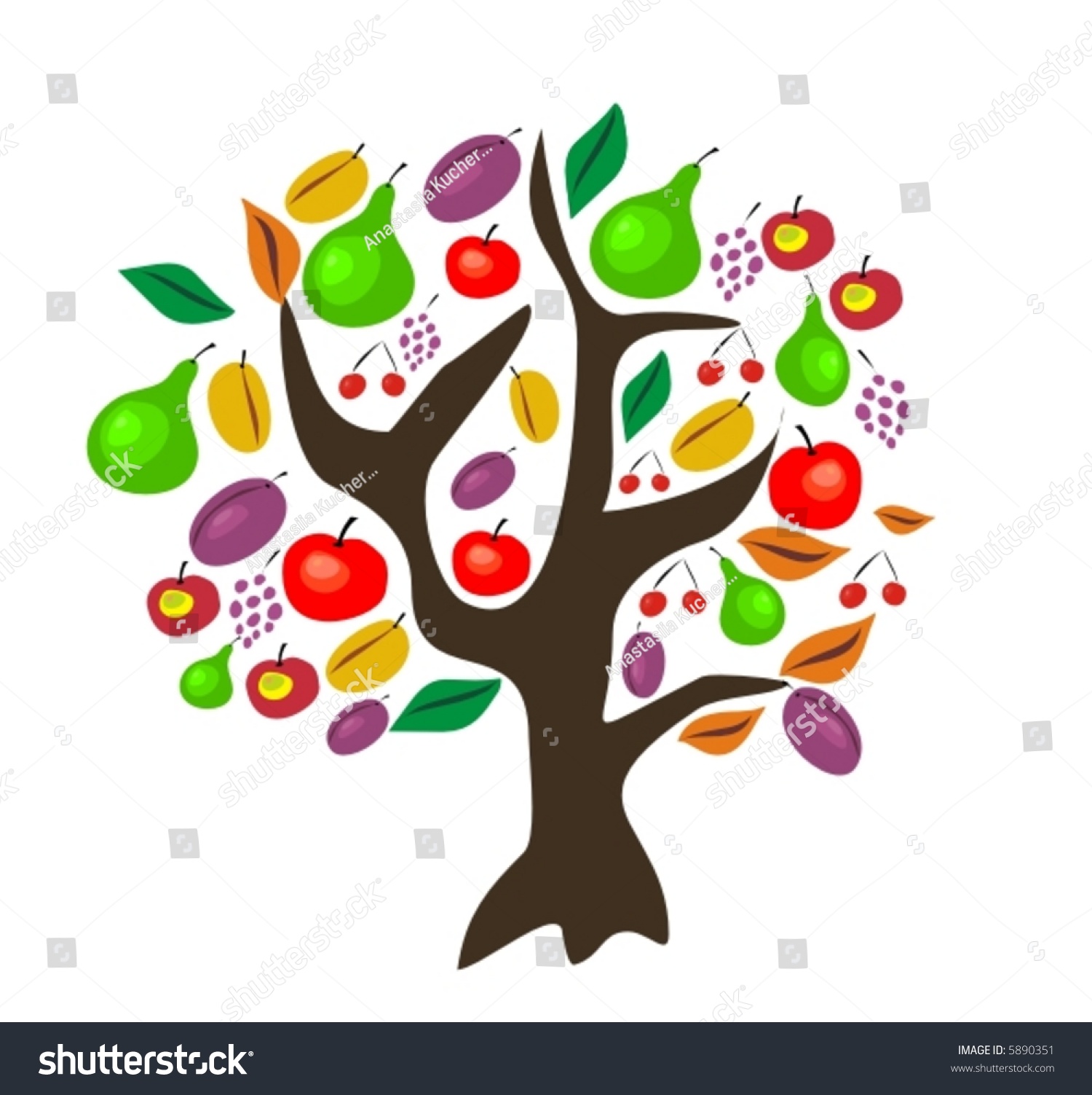 Vector Tree Fruits Stock Vector 5890351 - Shutterstock