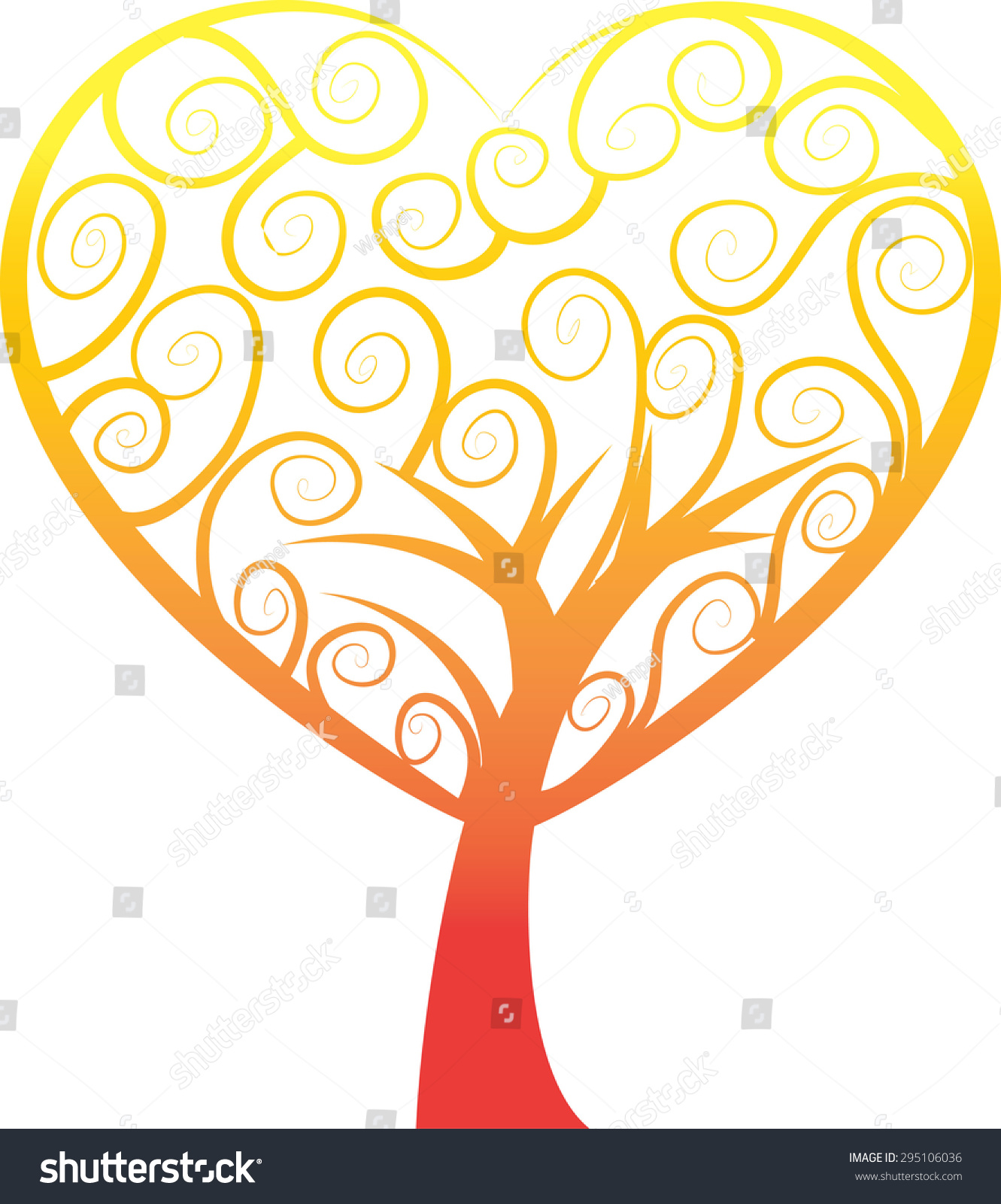 Vector Tree Heart Shape Stock Vector (Royalty Free) 295106036