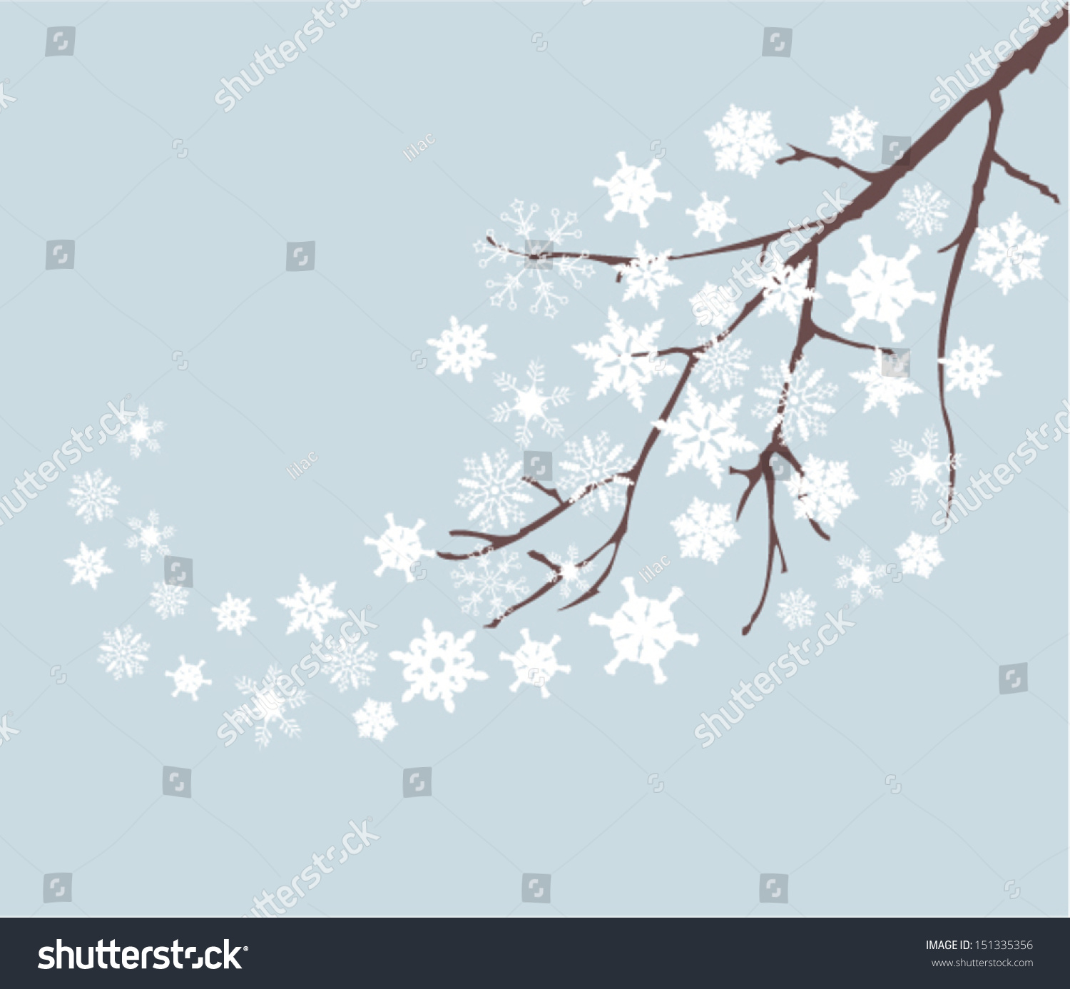 Vector Tree With Snowflakes - 151335356 : Shutterstock