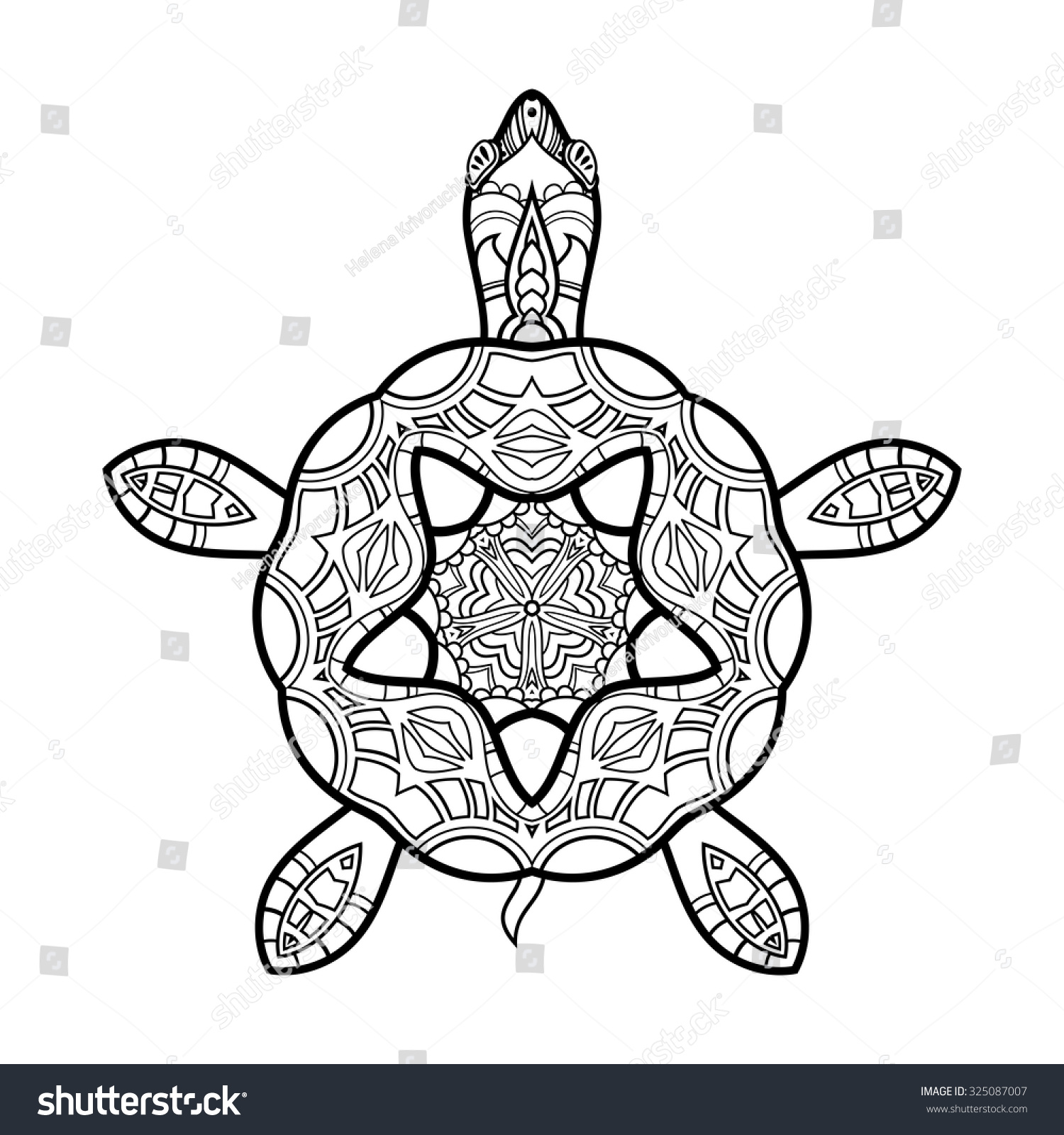 SVG of Vector Tribal Decorative Turtle. Isolated Animal On White Background svg