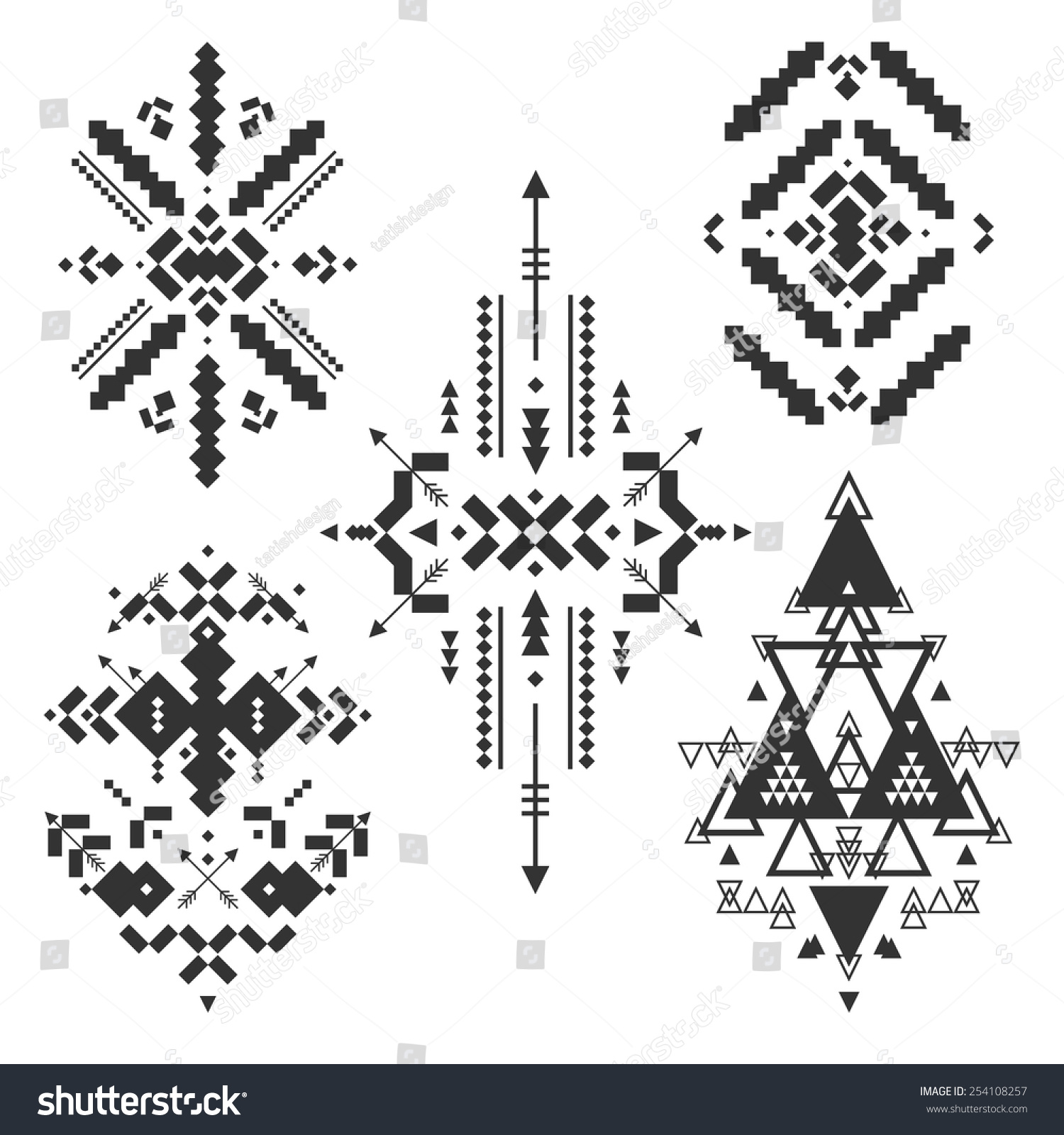 Vector Tribal Elements Ethnic Collection Aztec Stock Vector 254108257 ...