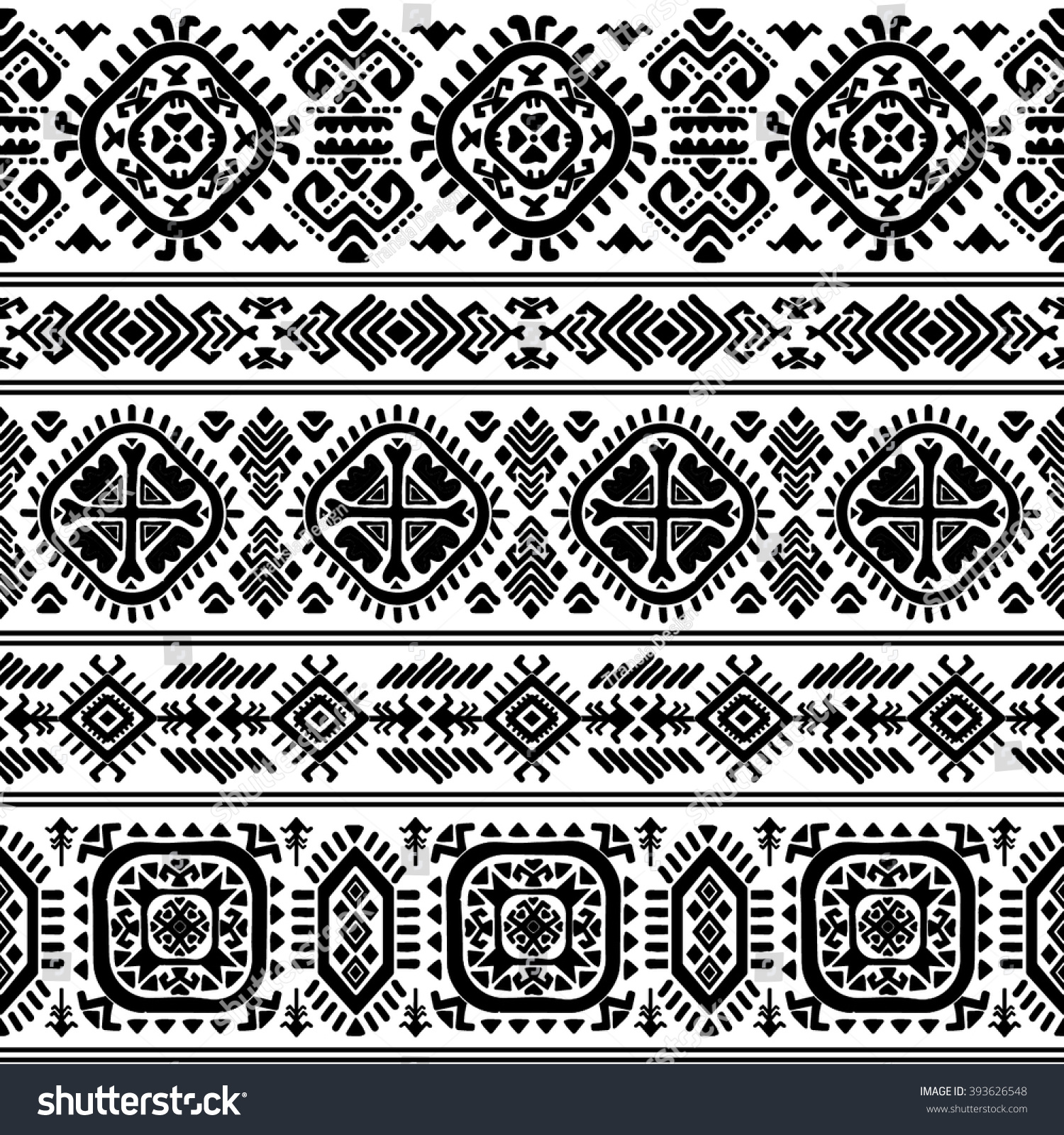 Vector Tribal Mexican Vintage Ethnic Seamless Stock Vector 393626548 ...