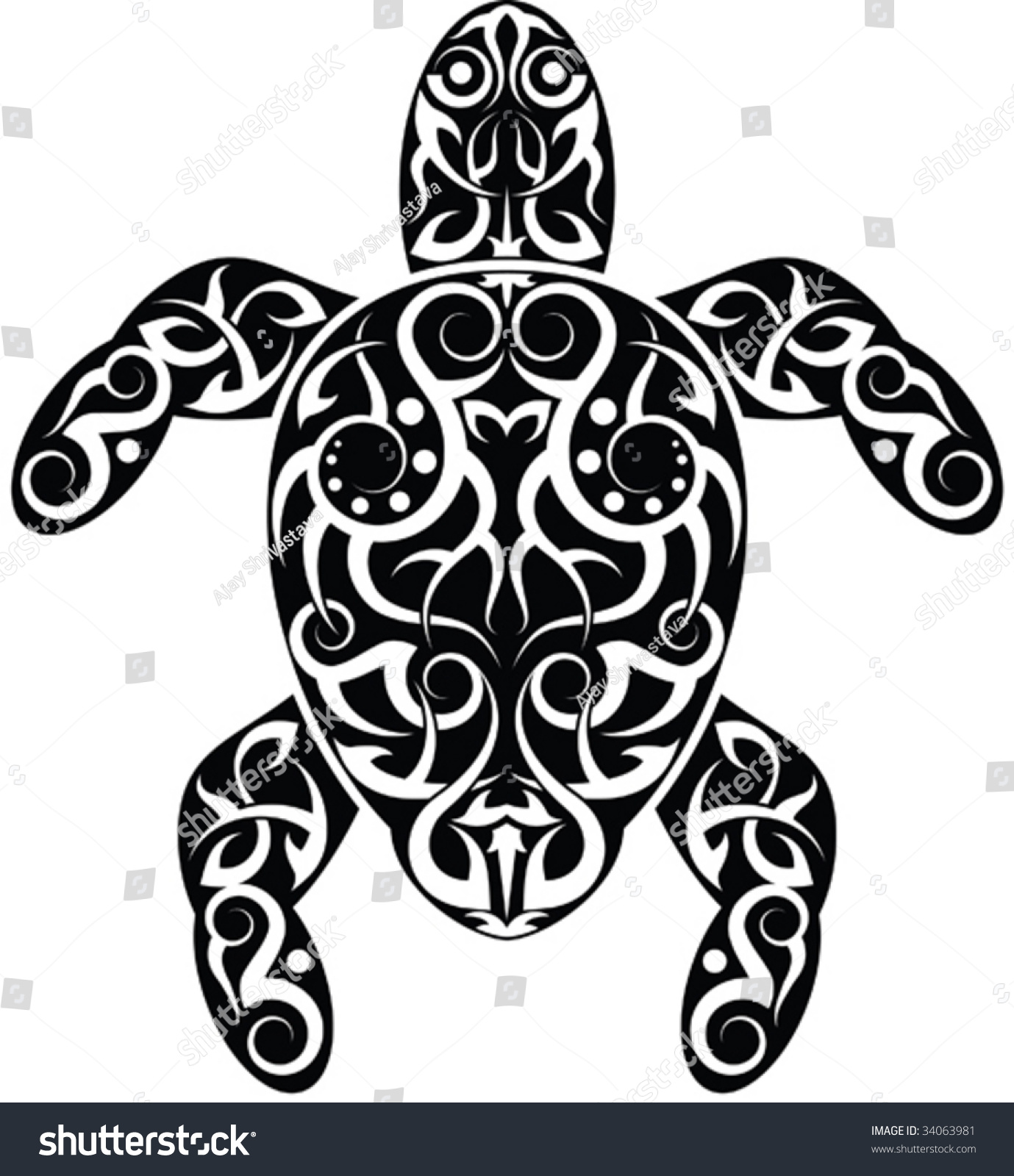 Vector Tribal Tattoo Turtle Stock Vector 34063981 - Shutterstock