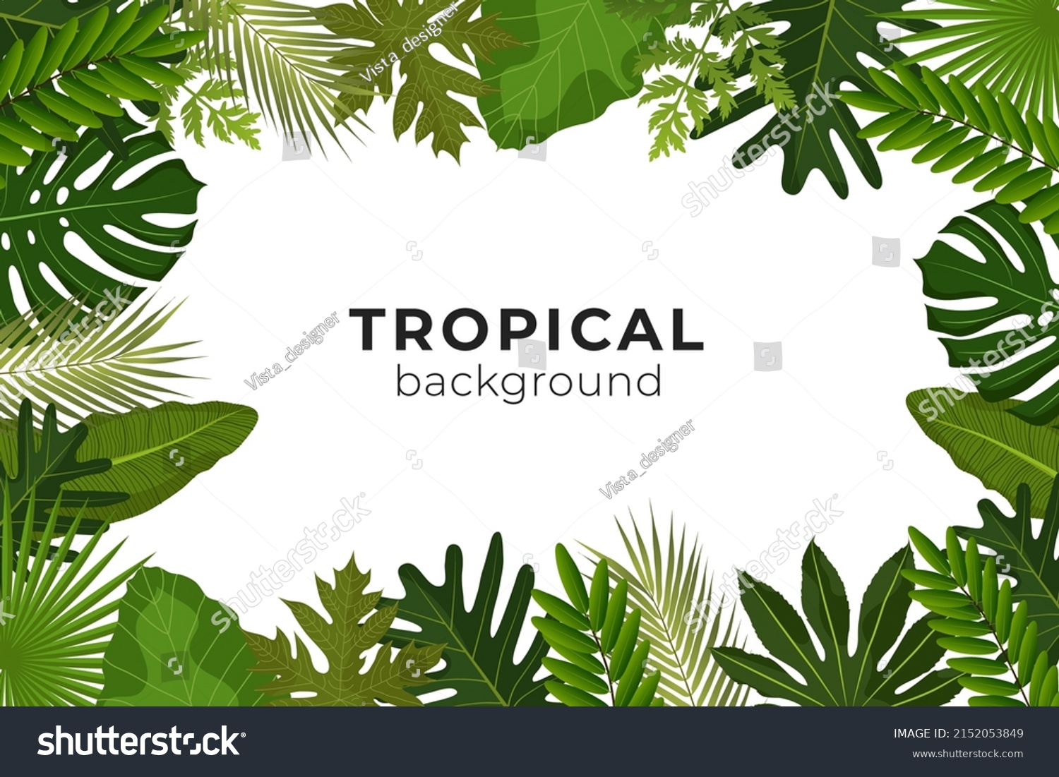 Vector Tropical Backgroung Palm Leaves Hawaii Stock Vector (Royalty ...