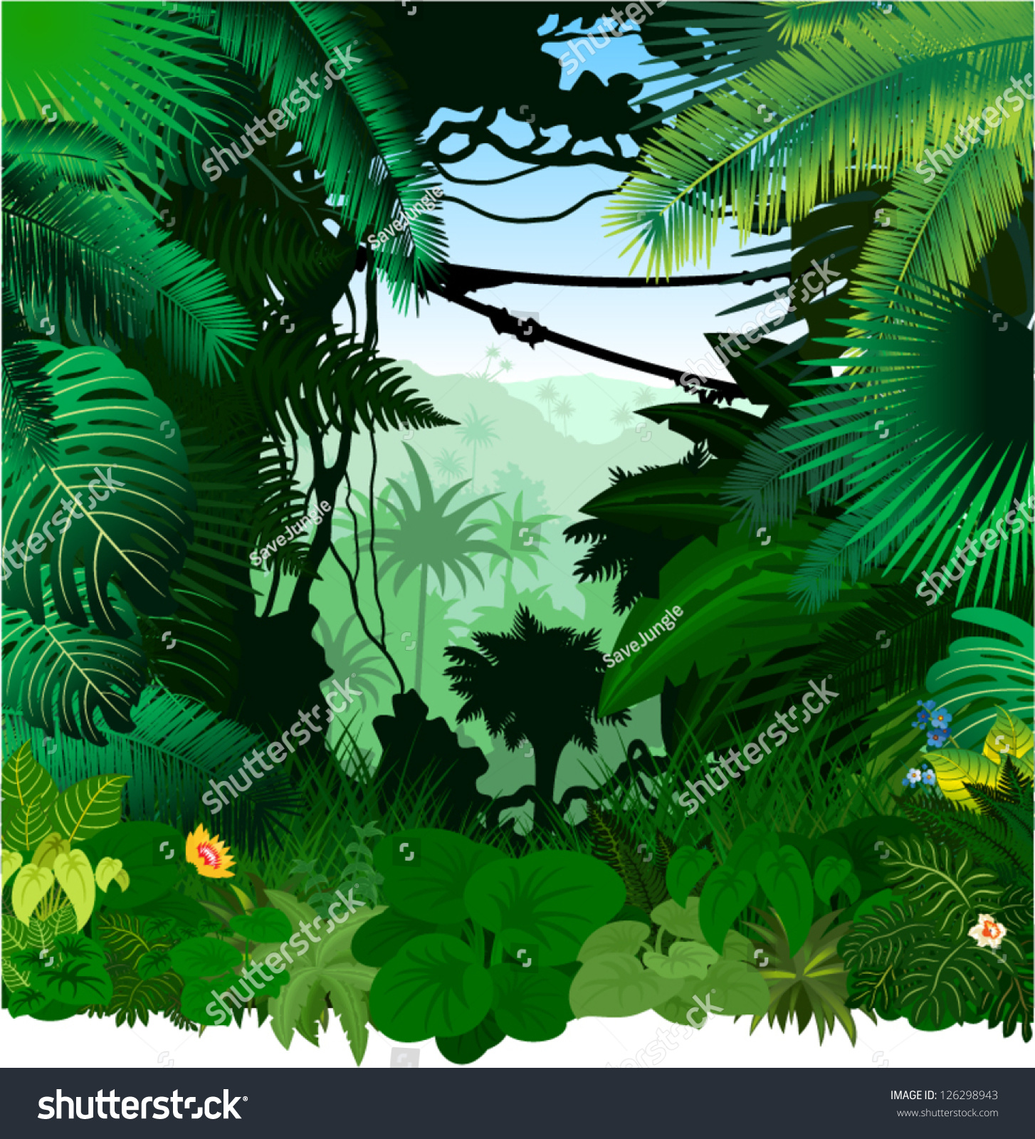 Vector Tropical Rainforest Jungle Stock Vector 126298943 Shutterstock