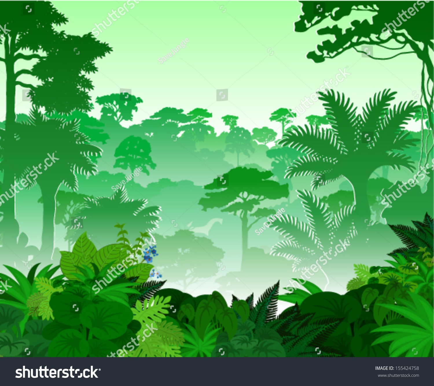 Vector Tropical Rainforest Jungle Stock Vector 155424758 - Shutterstock