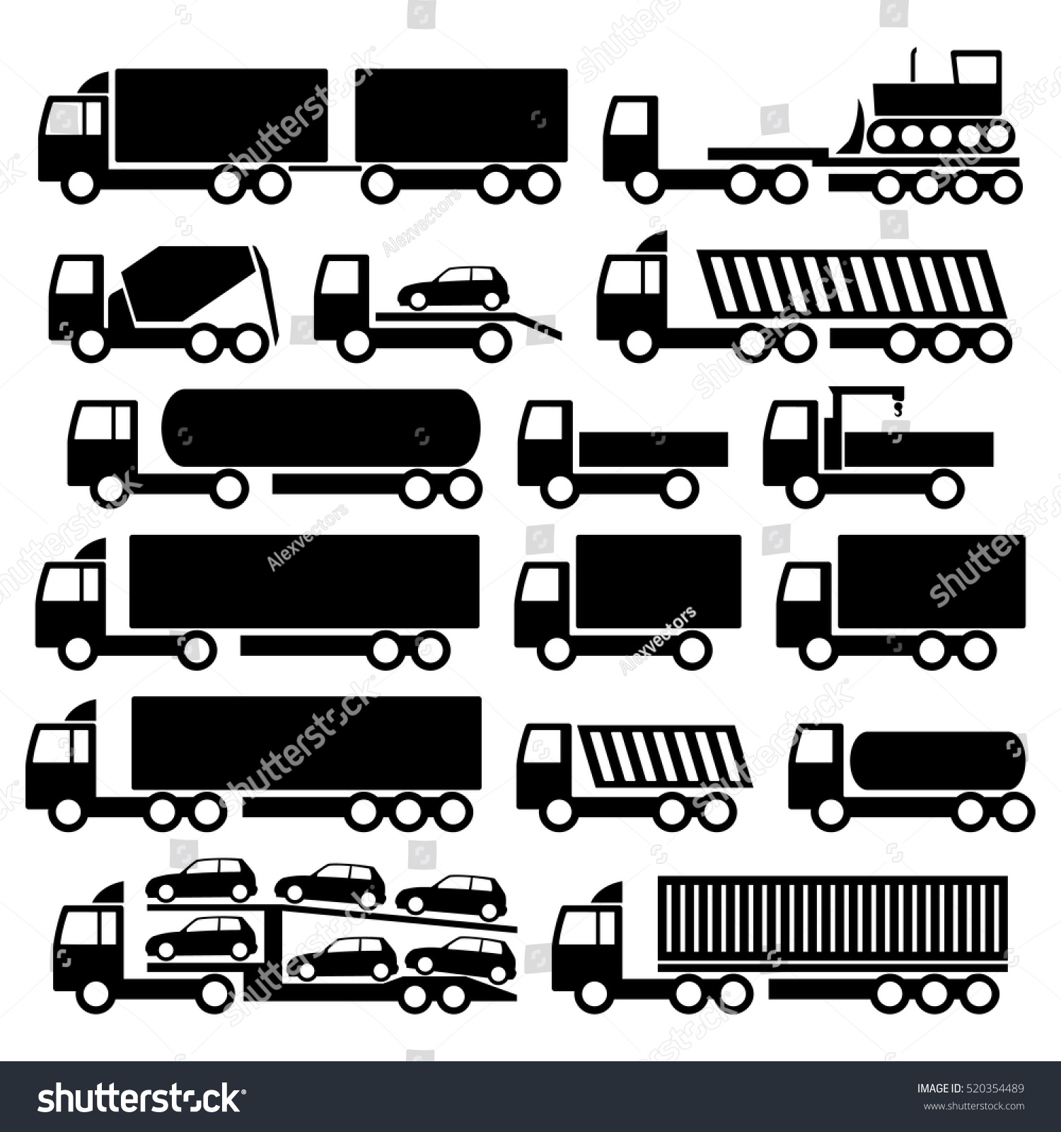 Vector Trucks Icons Set - 520354489 : Shutterstock