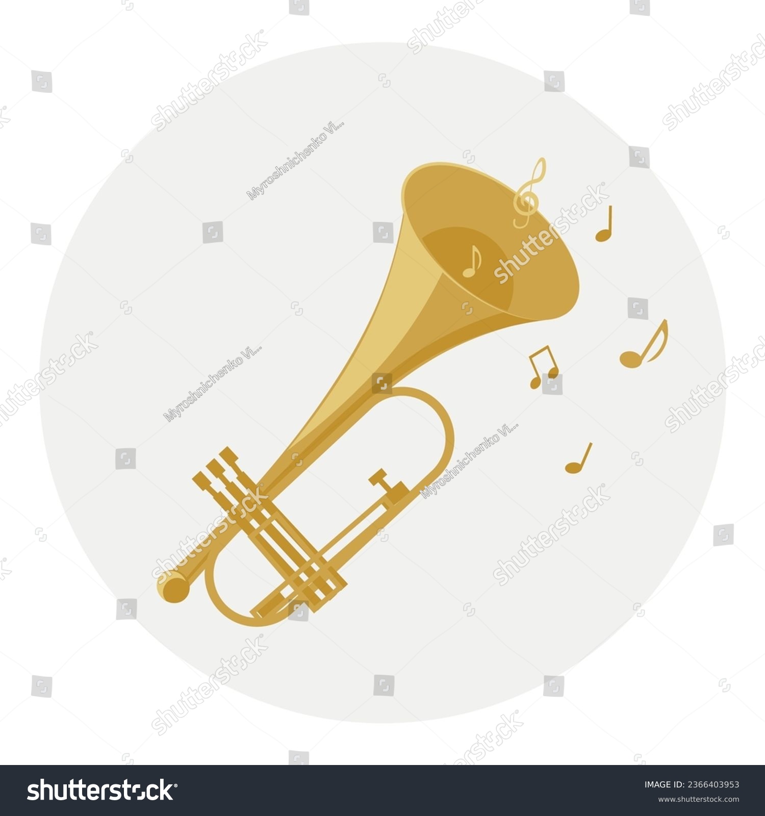 SVG of Vector trumpet icon. Flat illustration. Suitable for animation, using in web, apps, books, education projects. No transparency, solid colors only. Svg, lottie without bags. svg