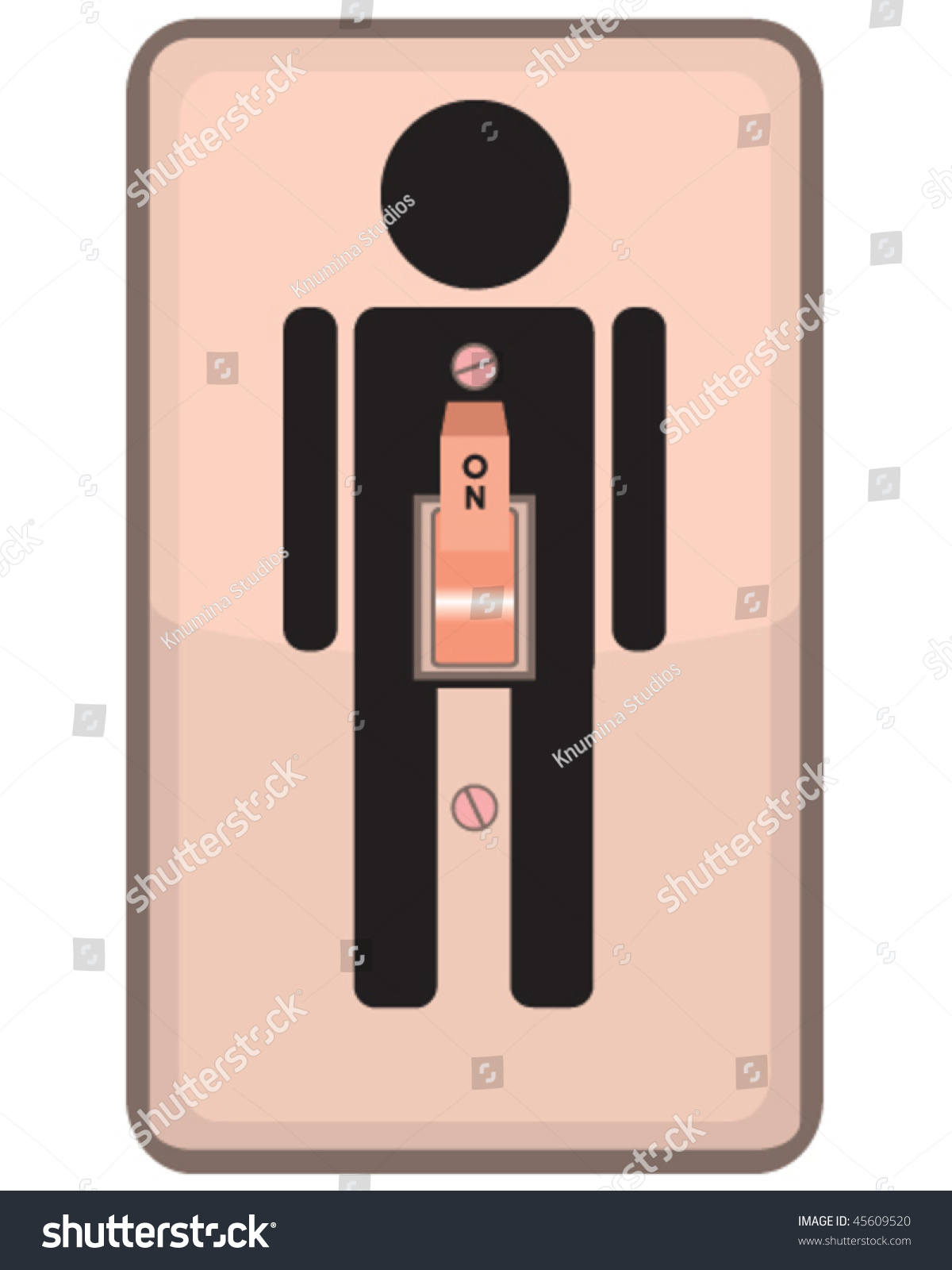 Vector Turned On Light Switch Happy Stock Vector Royalty Free