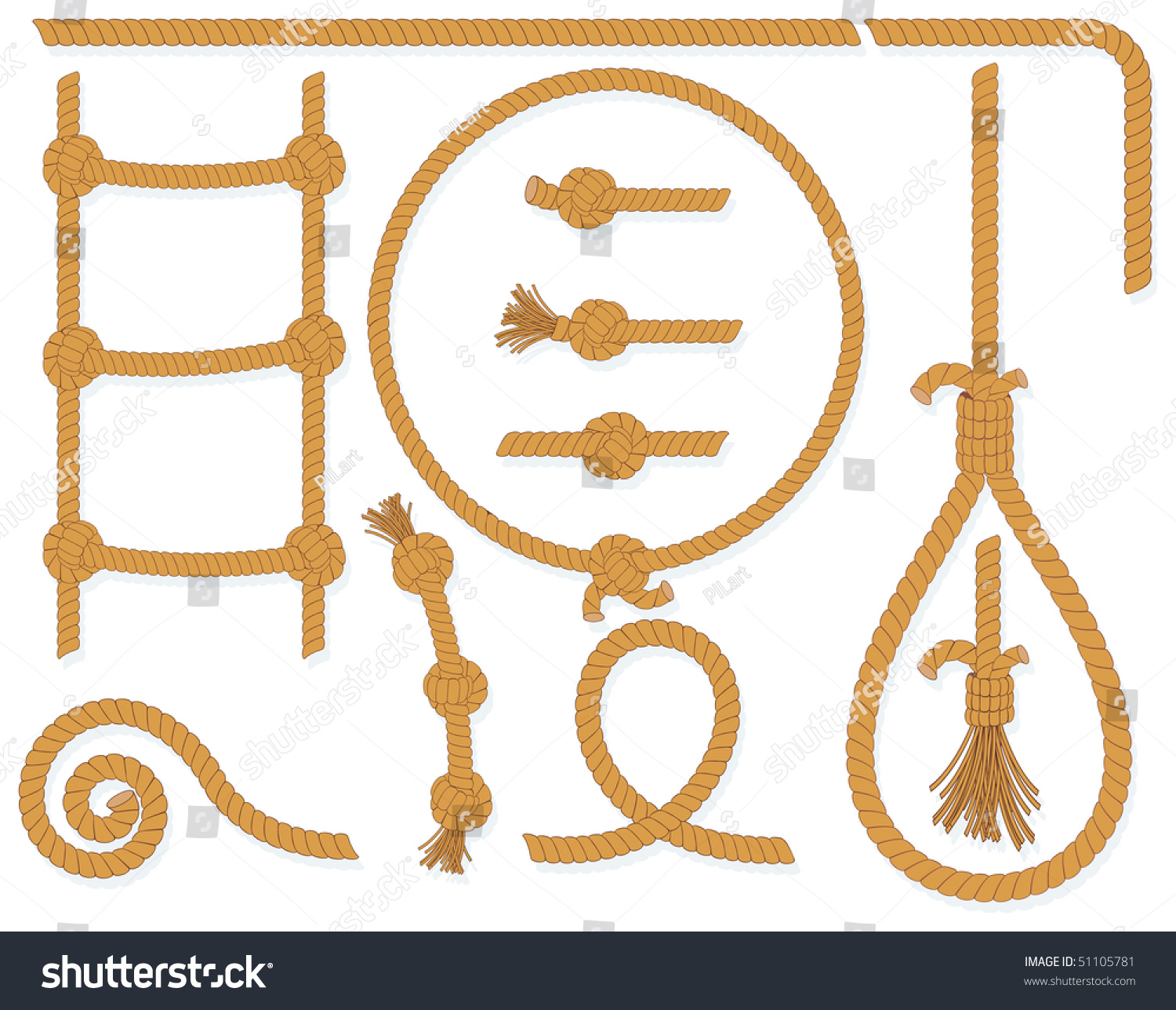 Vector Twisted Rope Collection Isolated Design Stock Vector 51105781 ...