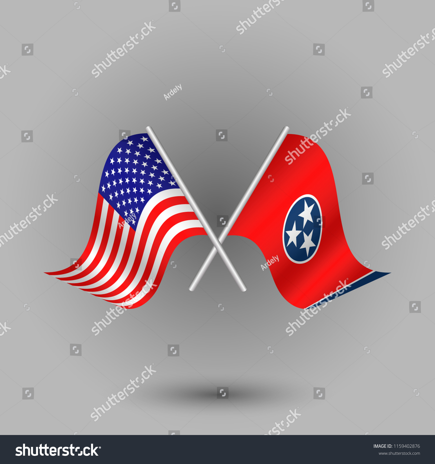 Vector Two Crossed American Flag Tennessee Stock Vector (Royalty Free ...