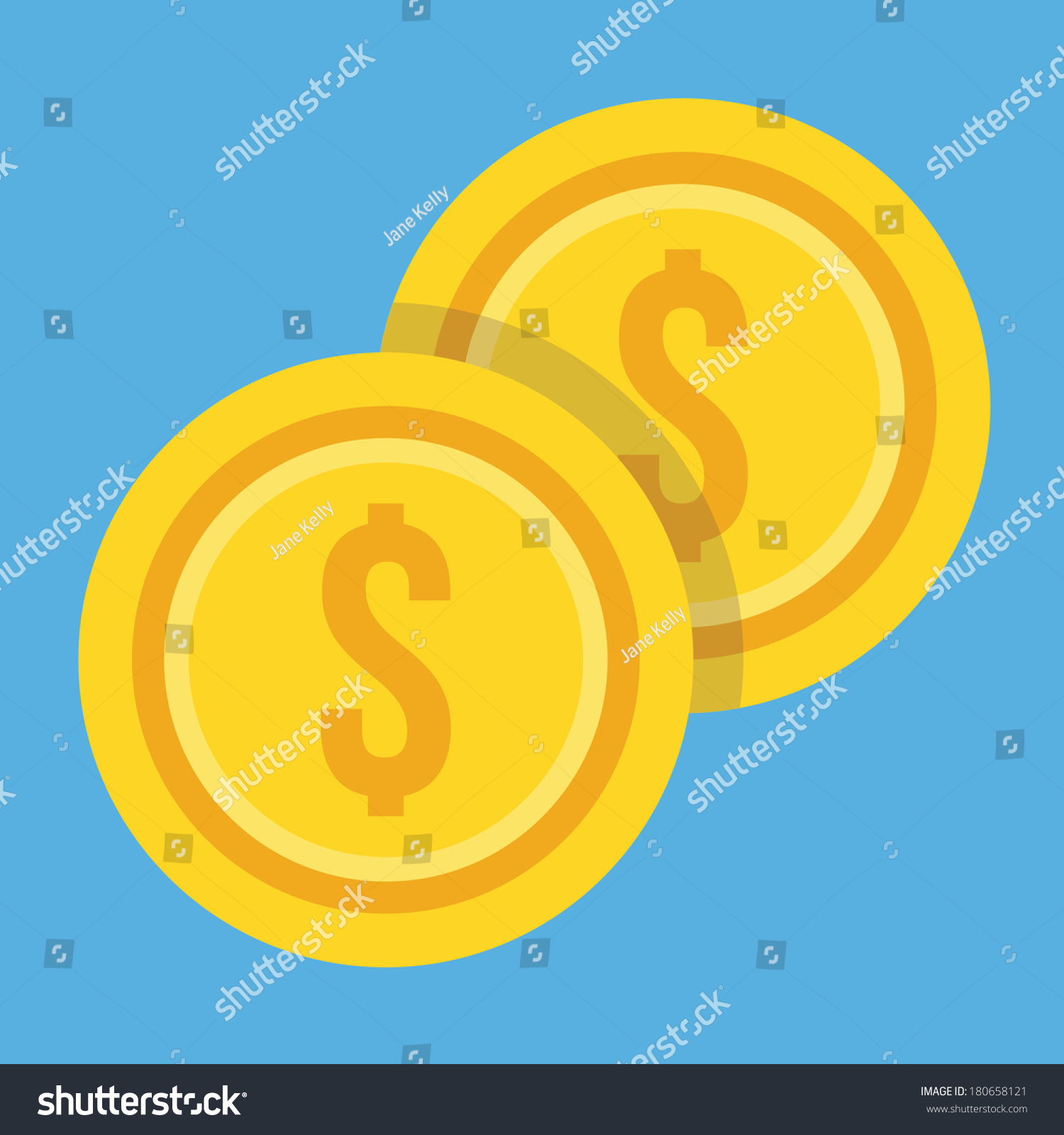SVG of Vector Two Gold Coins Dollar Icon svg