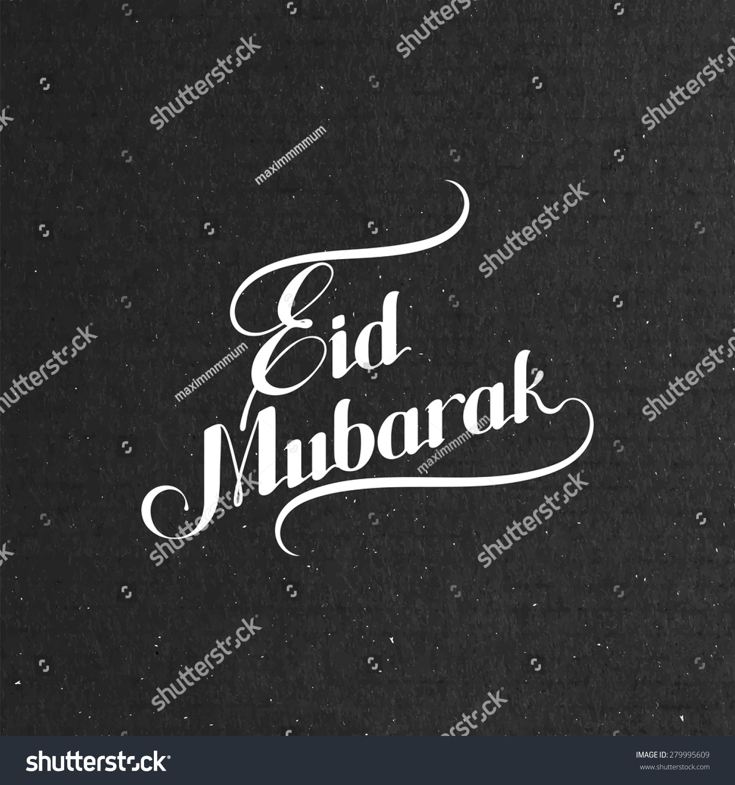 Vector Typographic Illustration Of Handwritten Eid Mubarak Retro Label ...