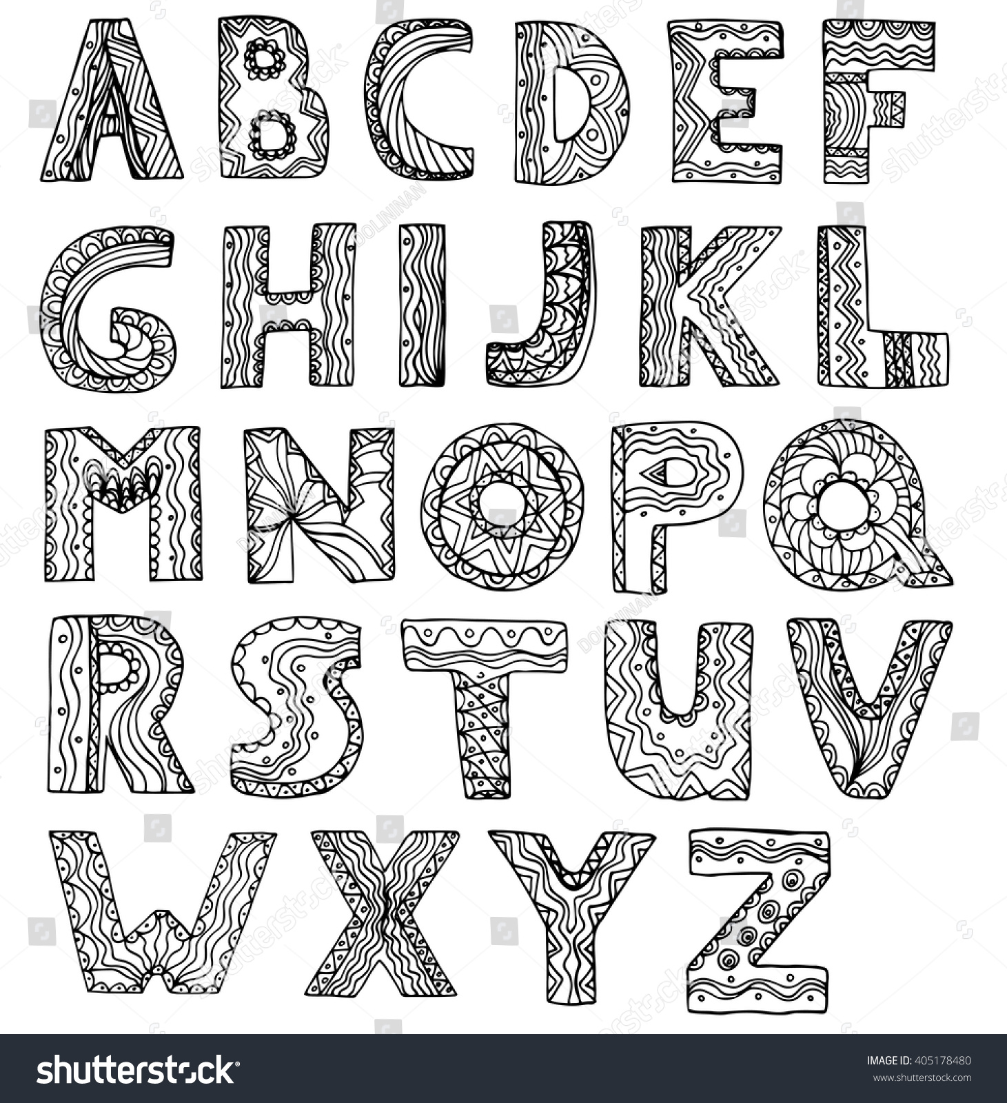 Vector Unusual Alphabet Doodle Style Letters Vector De Stock Libre De