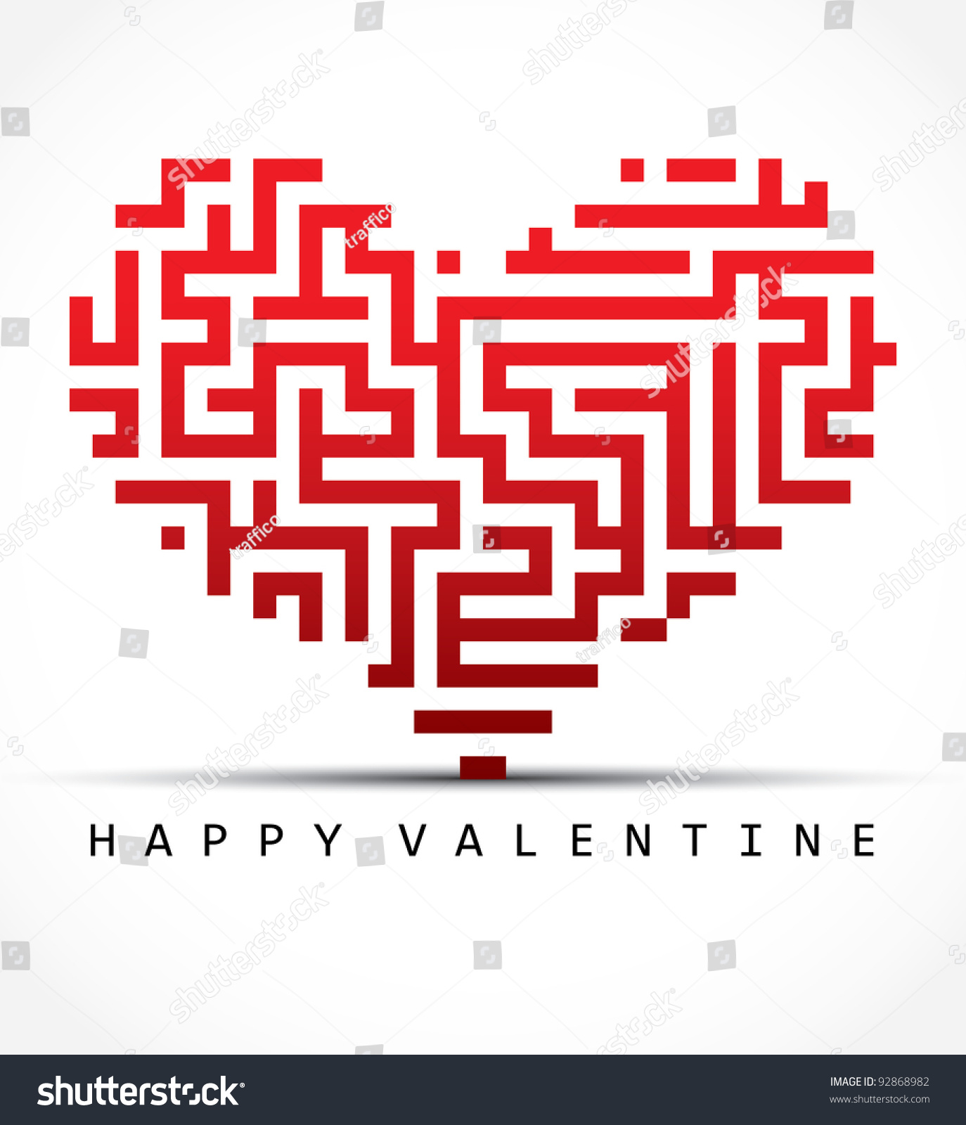 Download Vector Valentine Card Maze Heart Stock Vector 92868982 ...