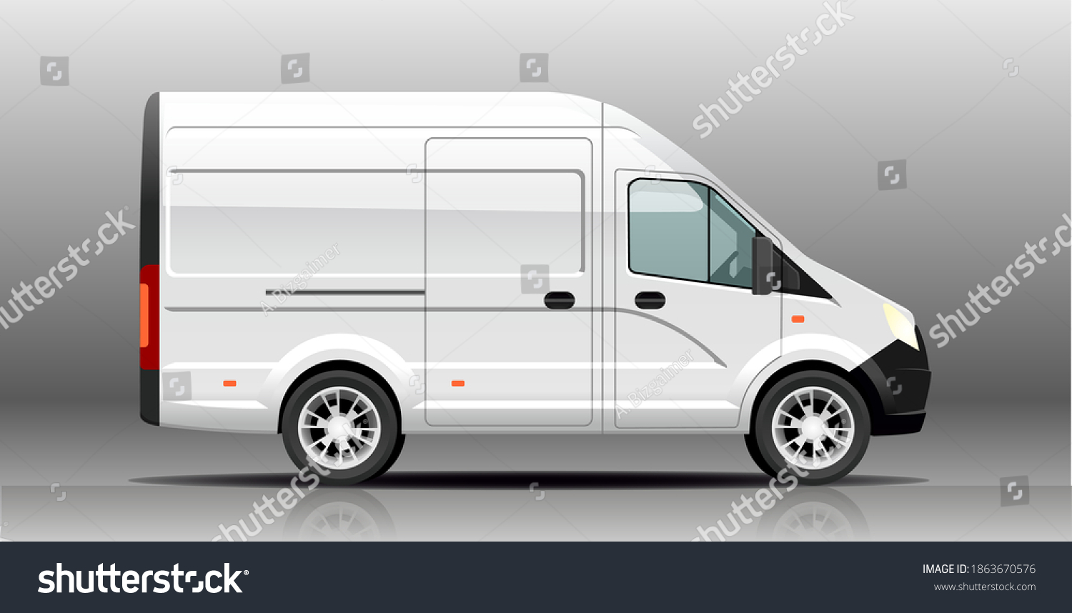 Vector Van Lorry Side View Drivers Stock Vector (Royalty Free) 1863670576