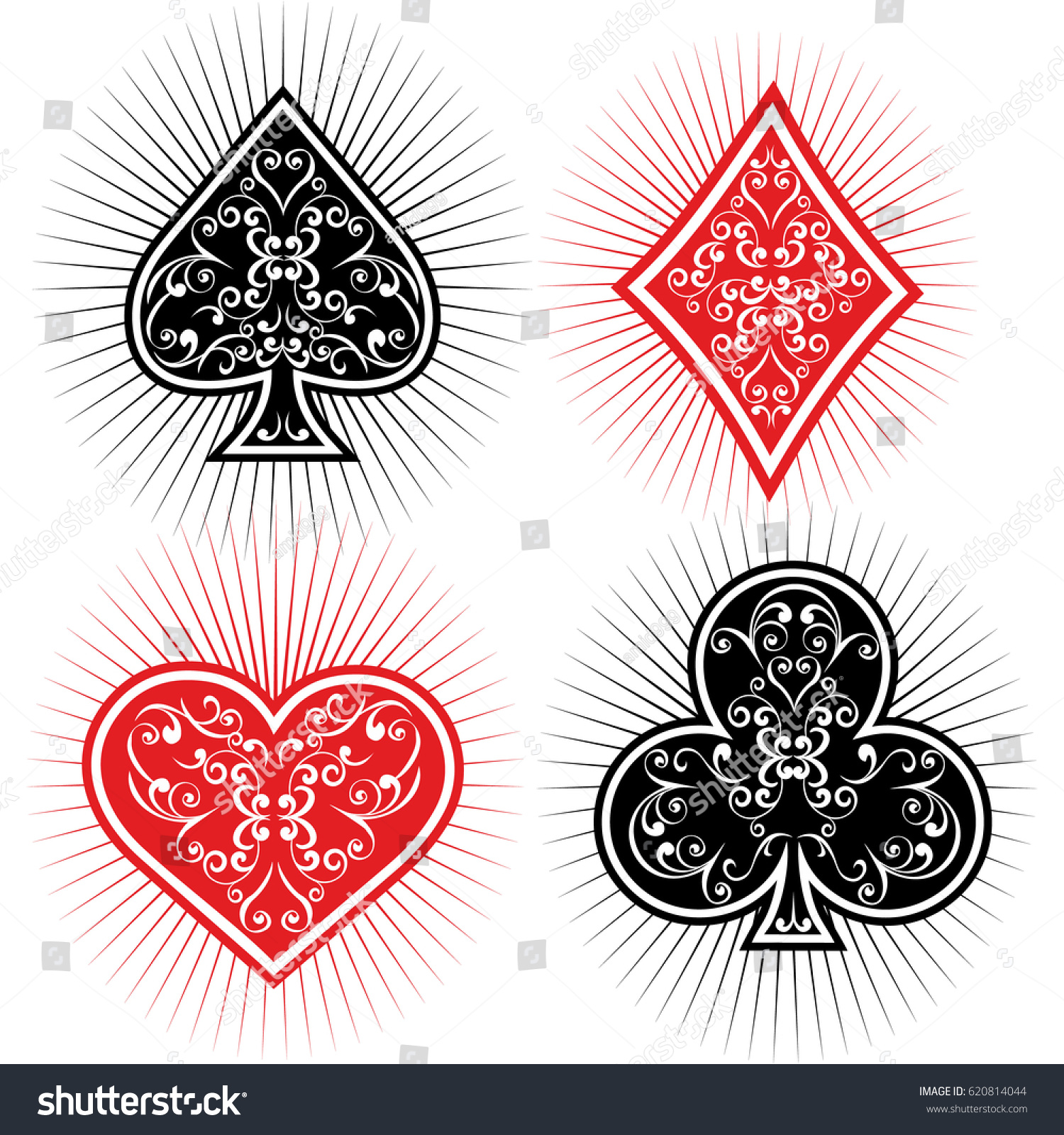 Vector Ventage Suits Playing Cards Stock Vector (Royalty Free) 620814044