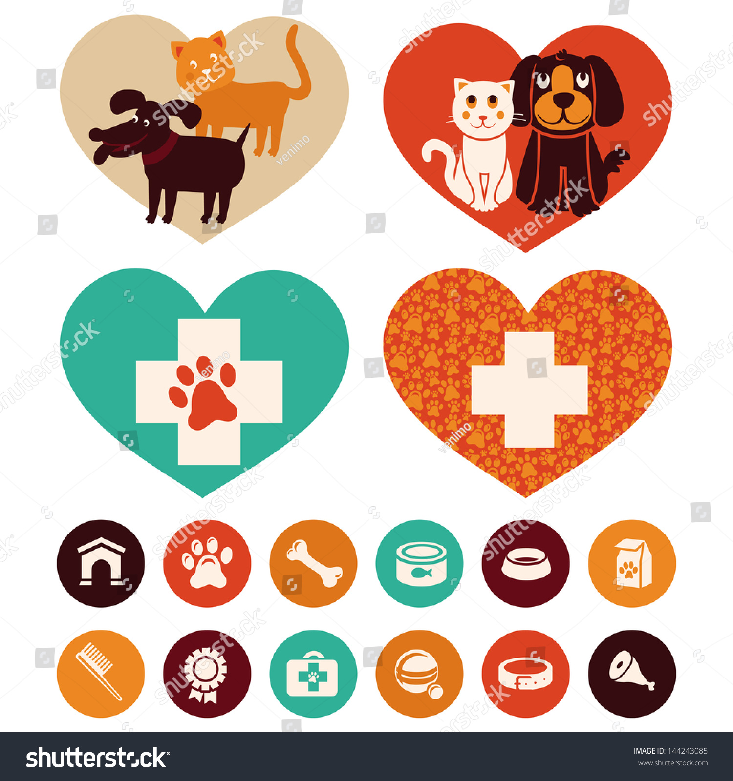 Vector Veterinary Emblems Signs Cat Dog Stock Vector (Royalty Free ...