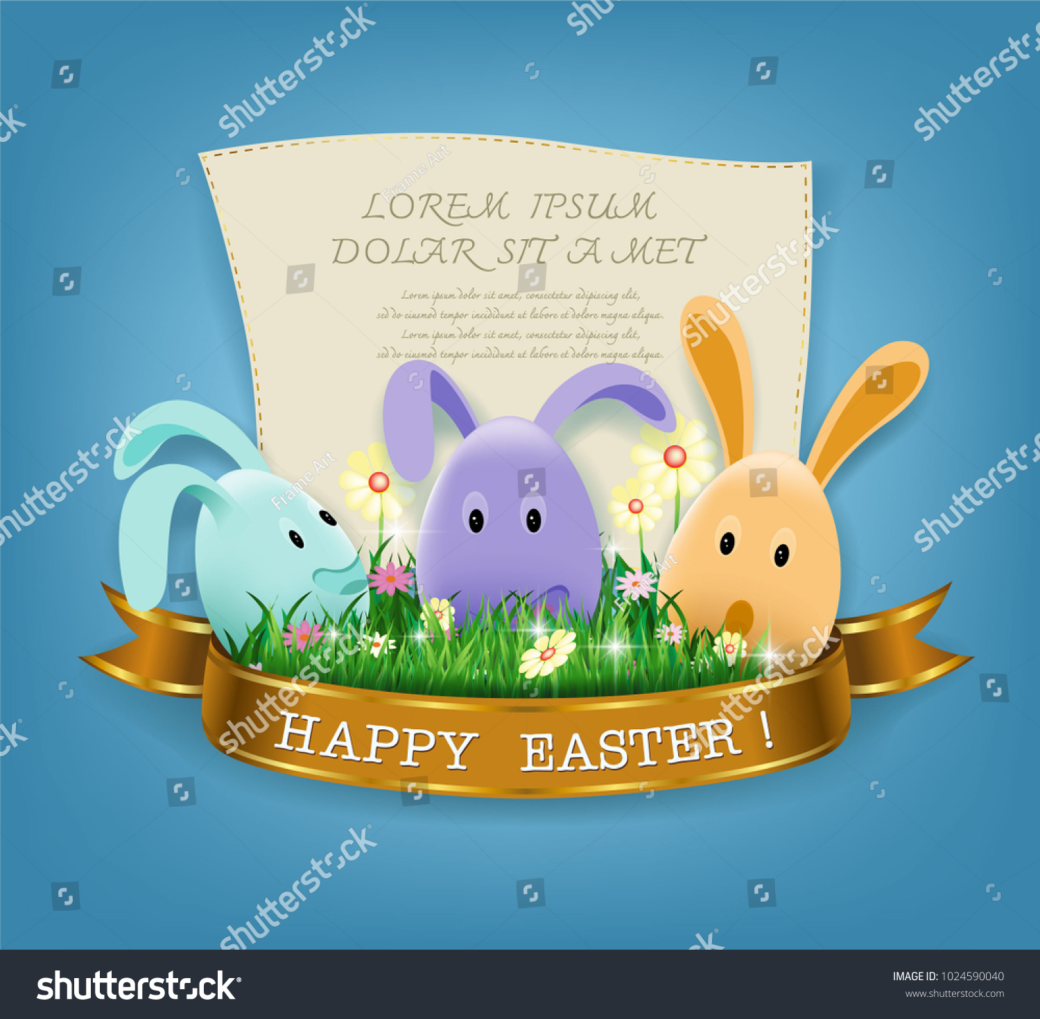vector vintage background easter template rabbit stock vector
