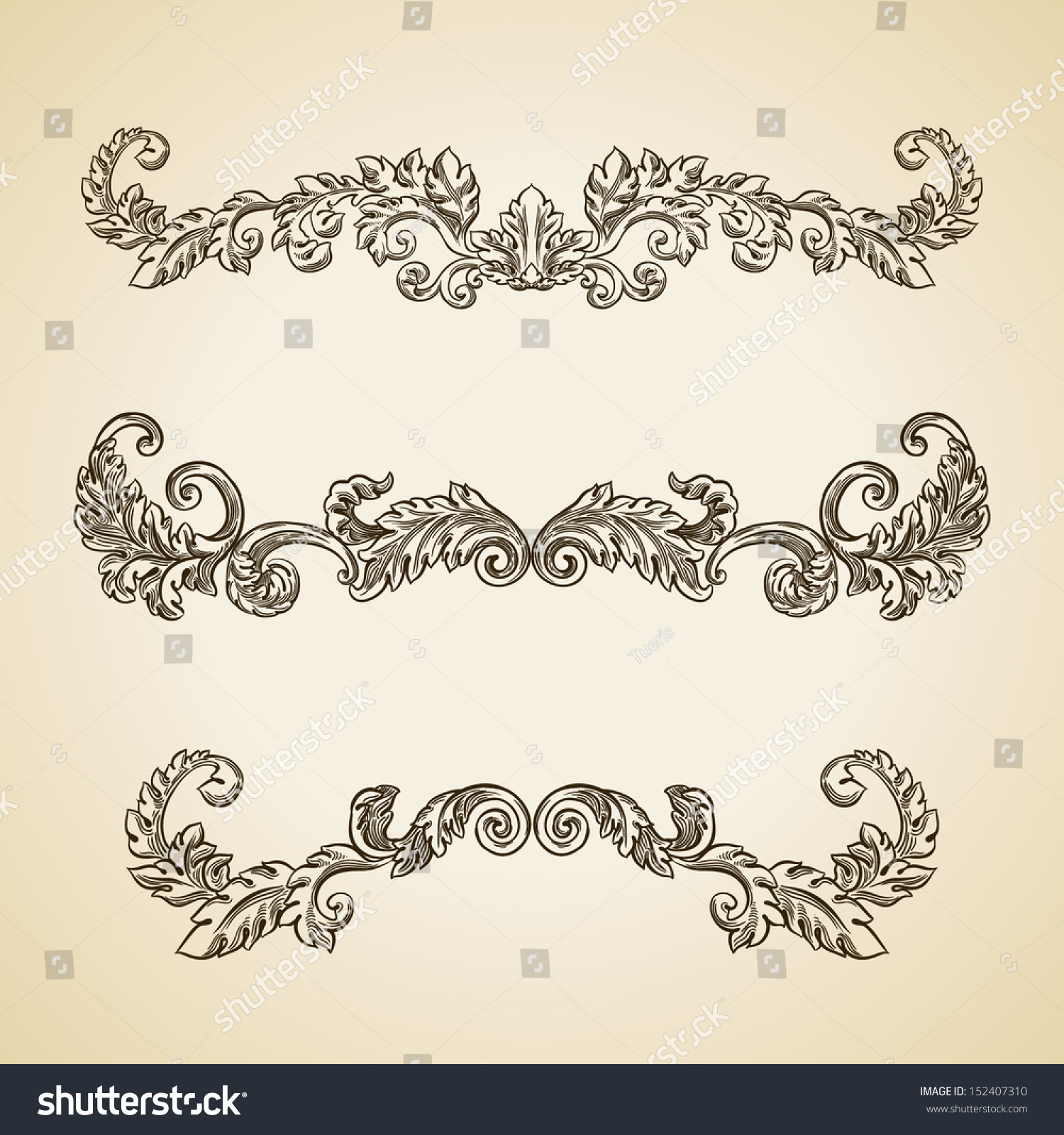 Vector Vintage Baroque Engraving Floral Scroll Filigree Design ...