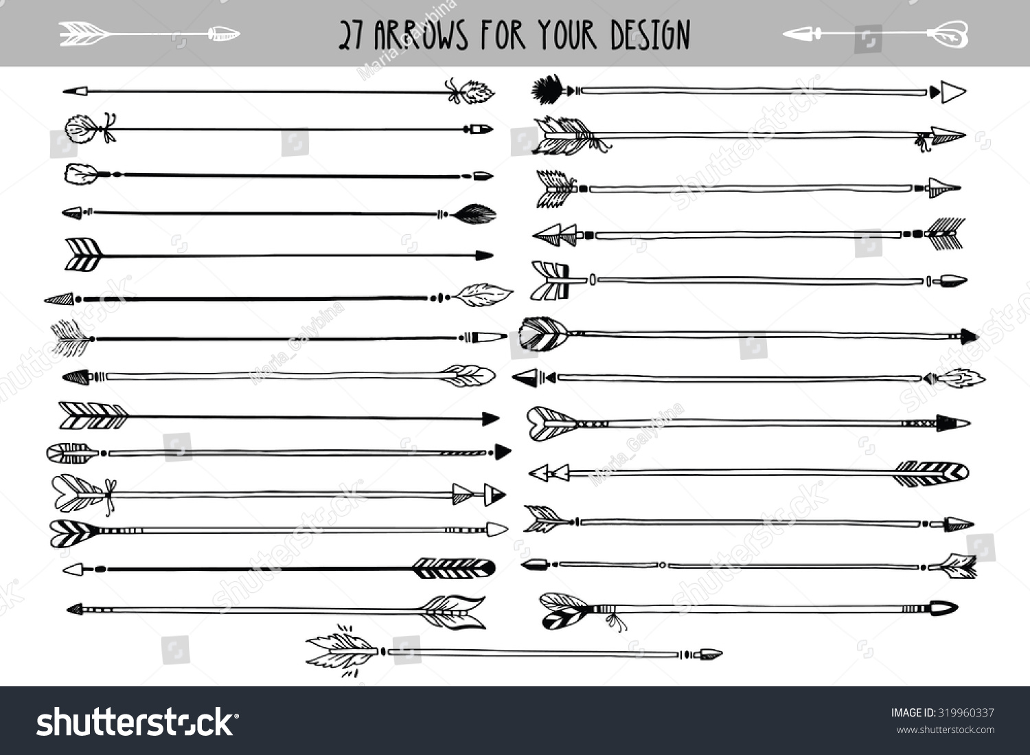 Vector Vintage Decorative Arrows Set Hand Stock Vector (Royalty Free ...