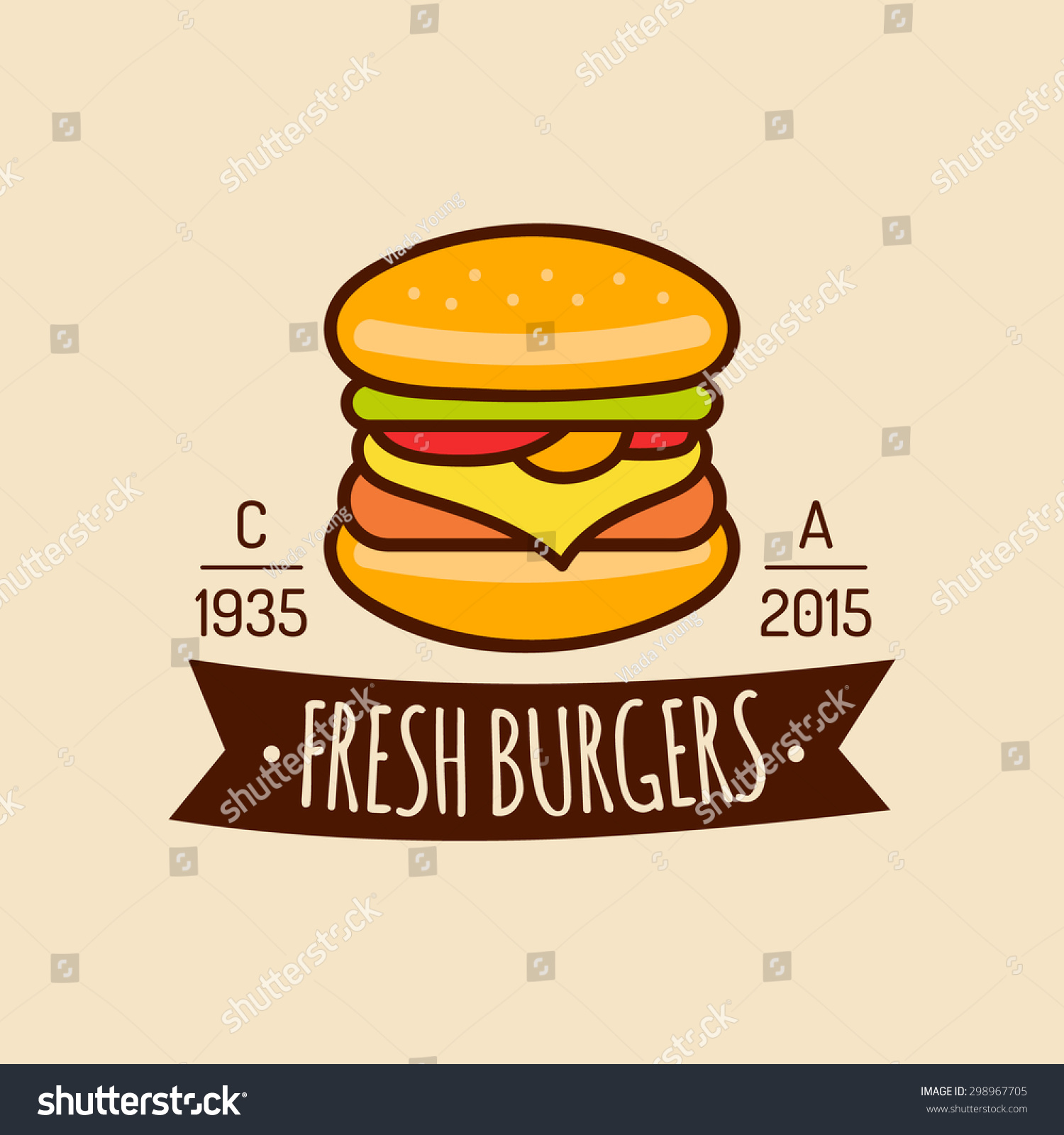 Vector Vintage Fast Food Logo Retro Stock Vector (Royalty Free) 298967705