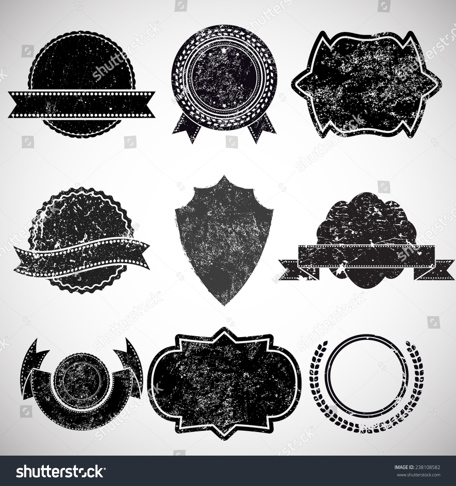 Vector Vintage Insignias Collection Grunge Elements Stock 