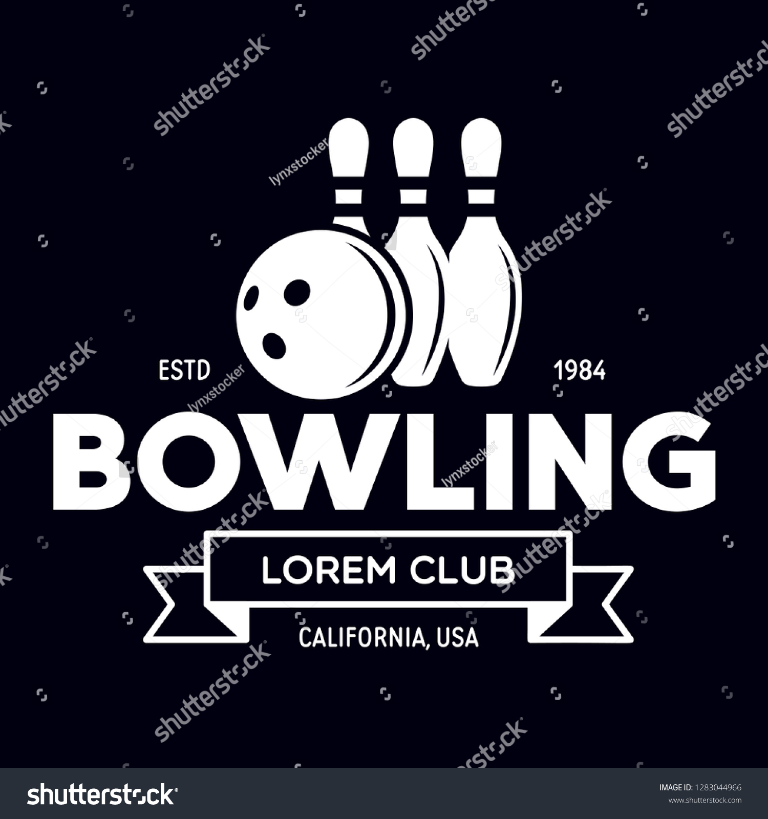 Vector Vintage Monochrome Style Bowling Logo Stock Vector (Royalty Free ...