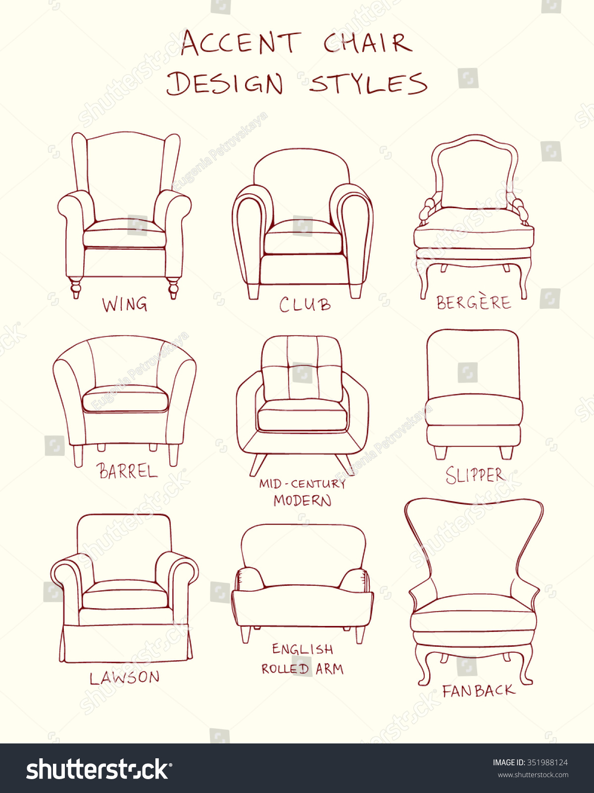 Vector Visual Guide Accent Chair Design Stock Image Download Now