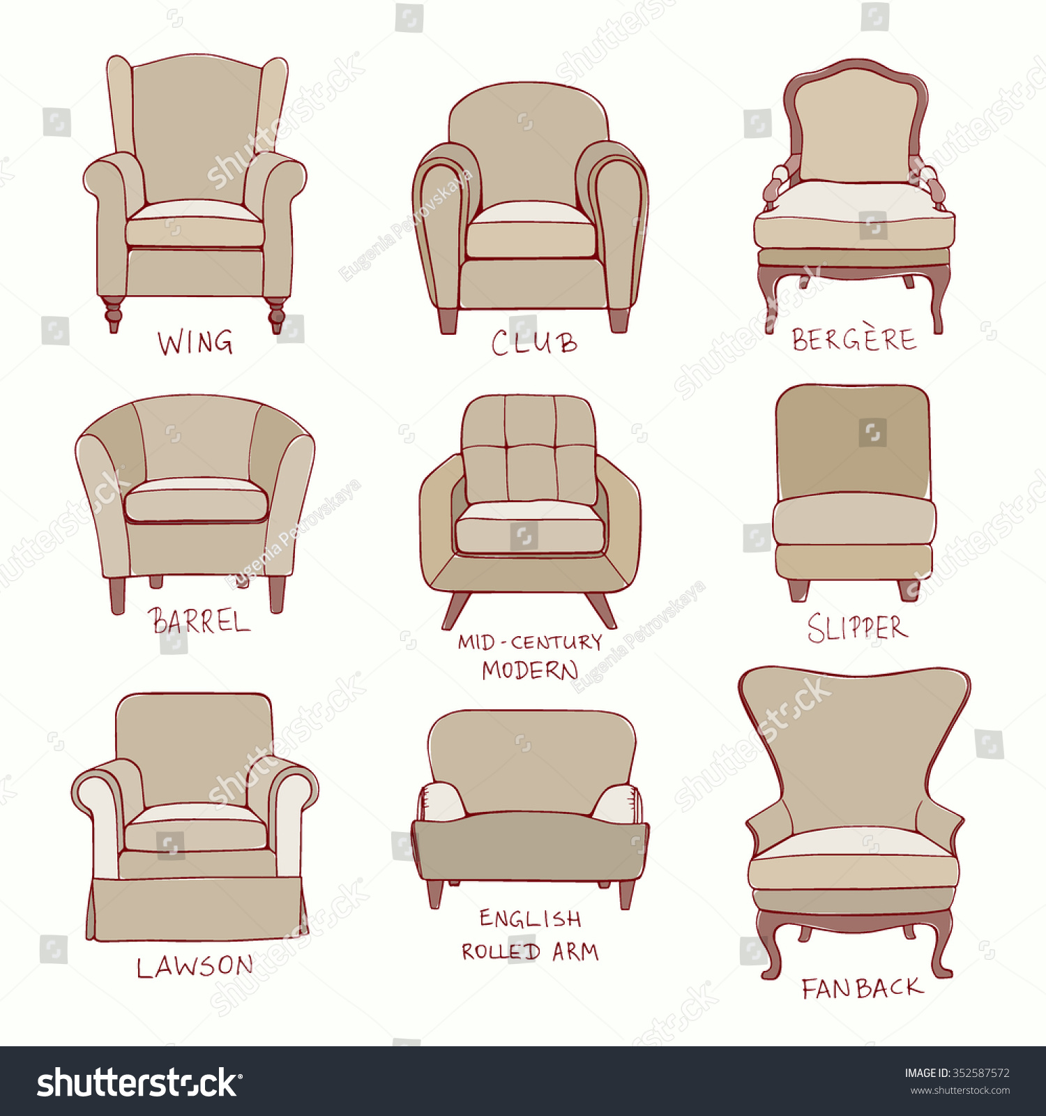 Vector Visual Guide Accent Chair Design Stock Vector ...