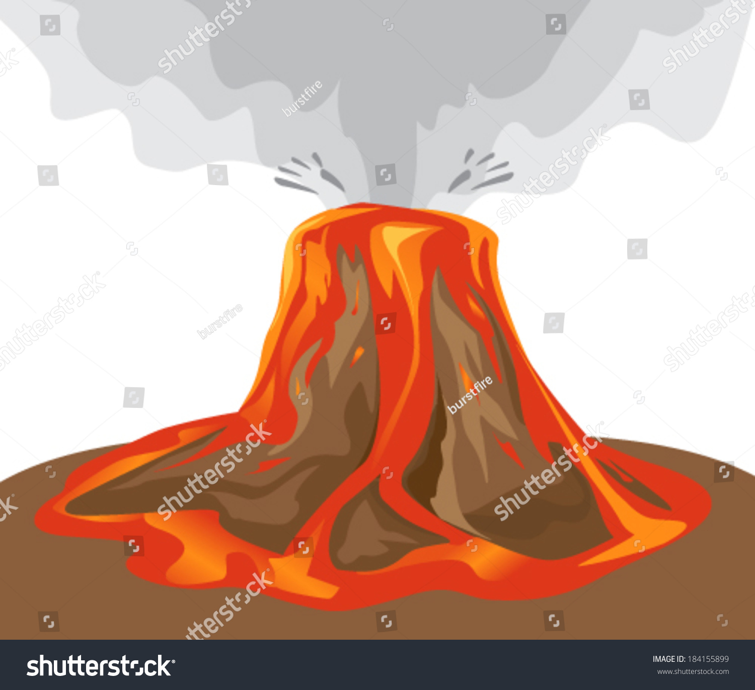 Vector Volcano Illustration Stock Vector 184155899 - Shutterstock