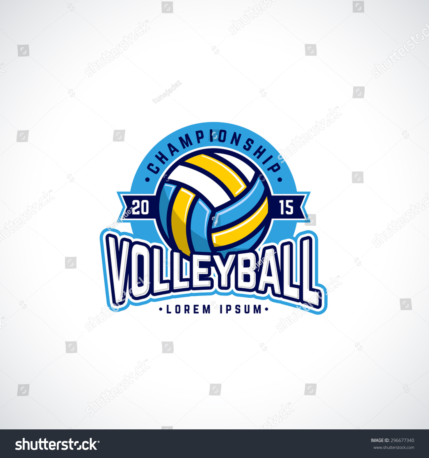Vector Volleyball Championship Logo With Ball. Sport Badge For ...