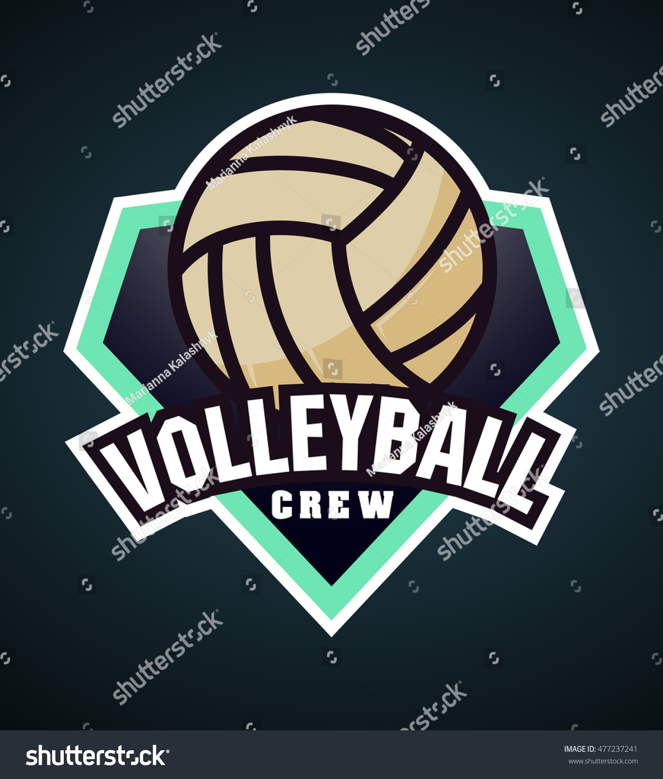 Vector Volleyball Crew Logo Ball Sport Stock Vector (Royalty Free ...