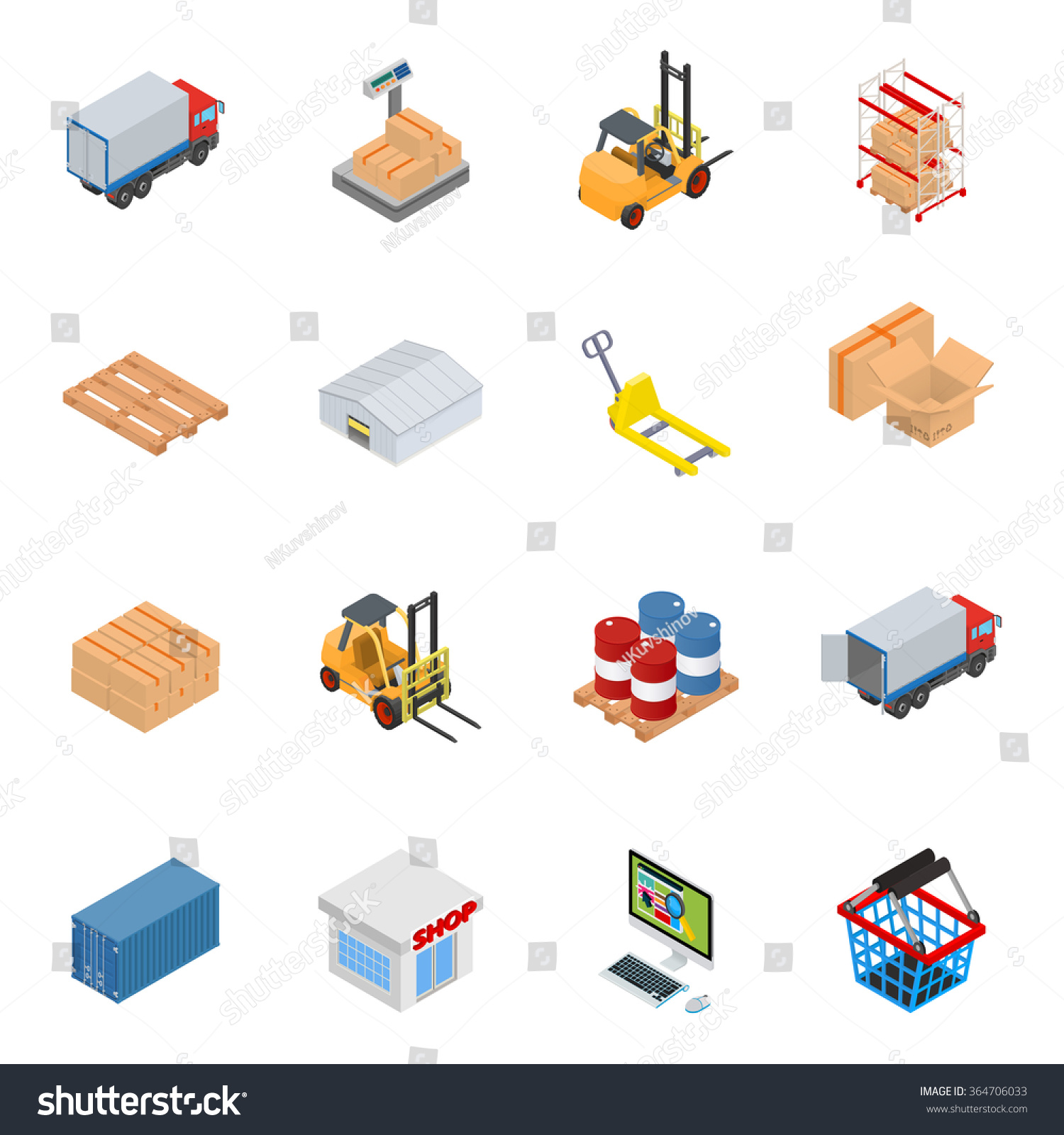 Download Vector Warehouse Equipment Icon Set Cargo Stock Vector ...