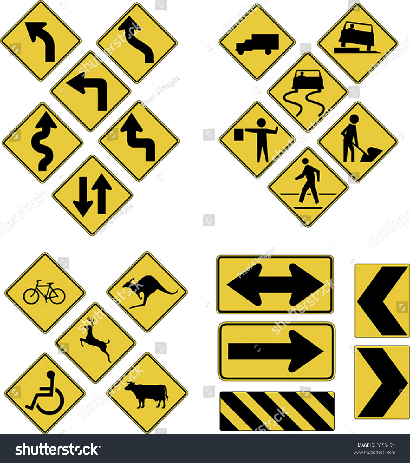 Vector Warning Road Signs - 2850454 : Shutterstock